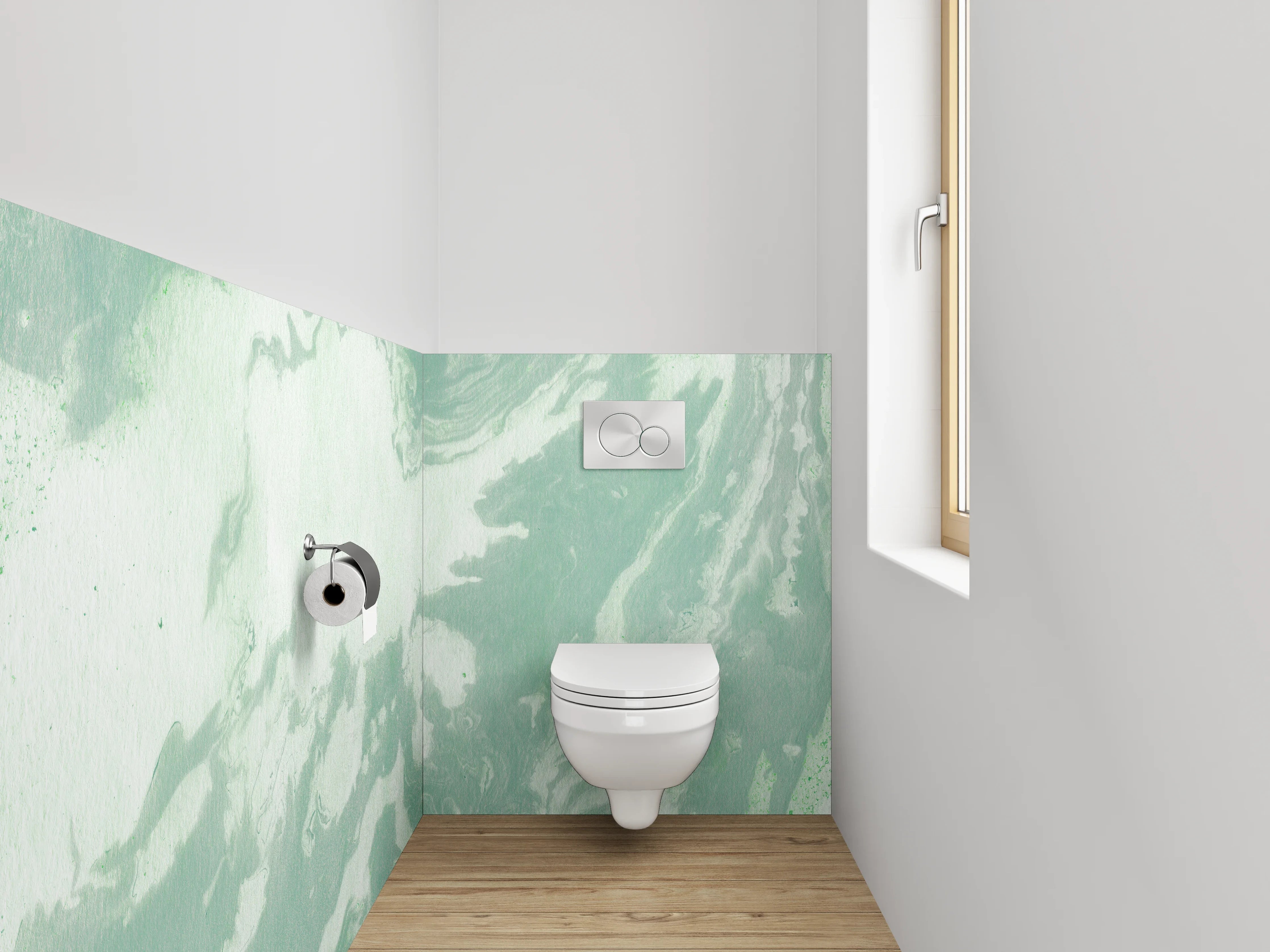 WC-Rückwand - Marmoroptik Grün Weiß Abstrakt