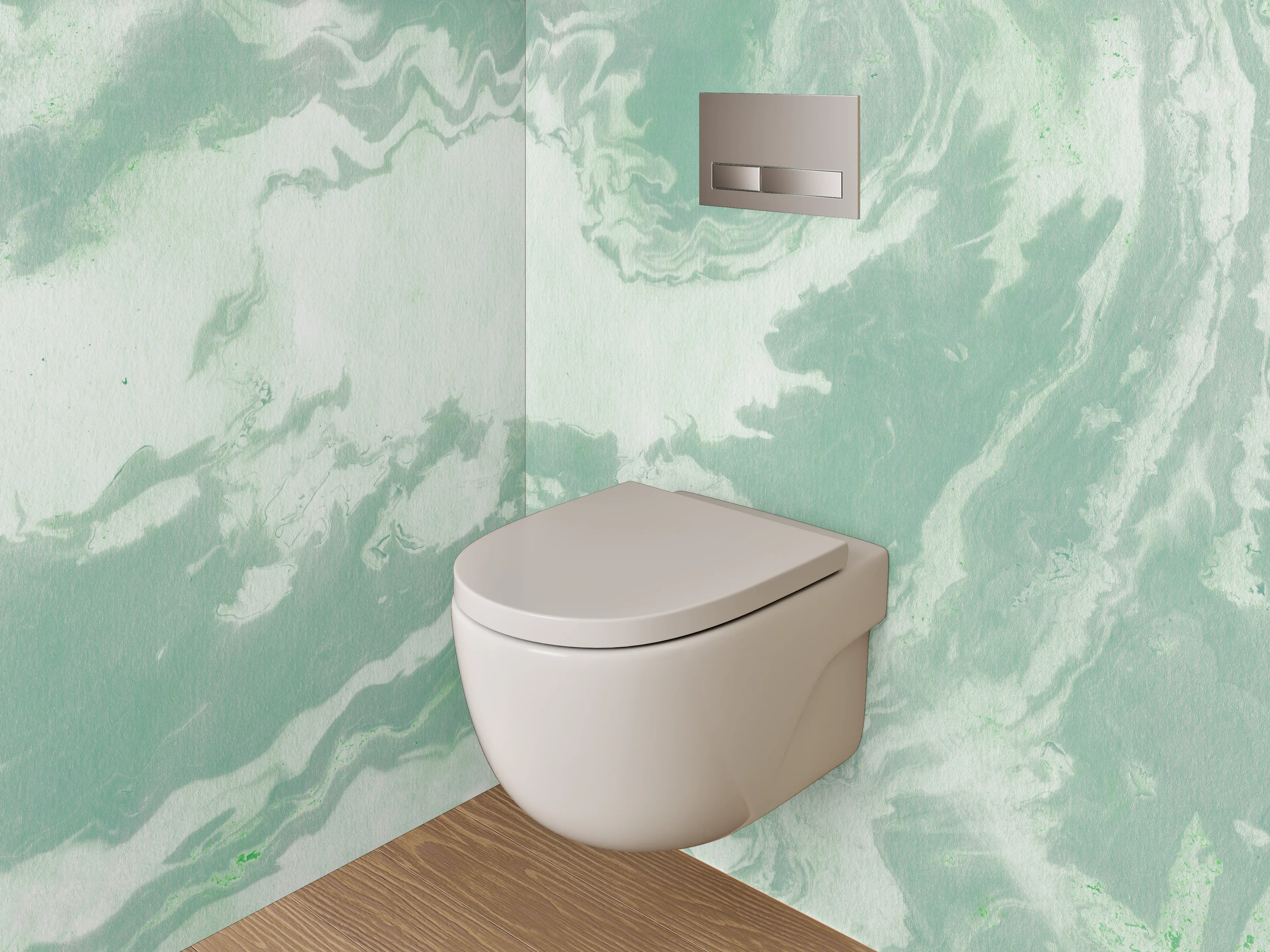 WC-Rückwand - Marmoroptik Grün Weiß Abstrakt