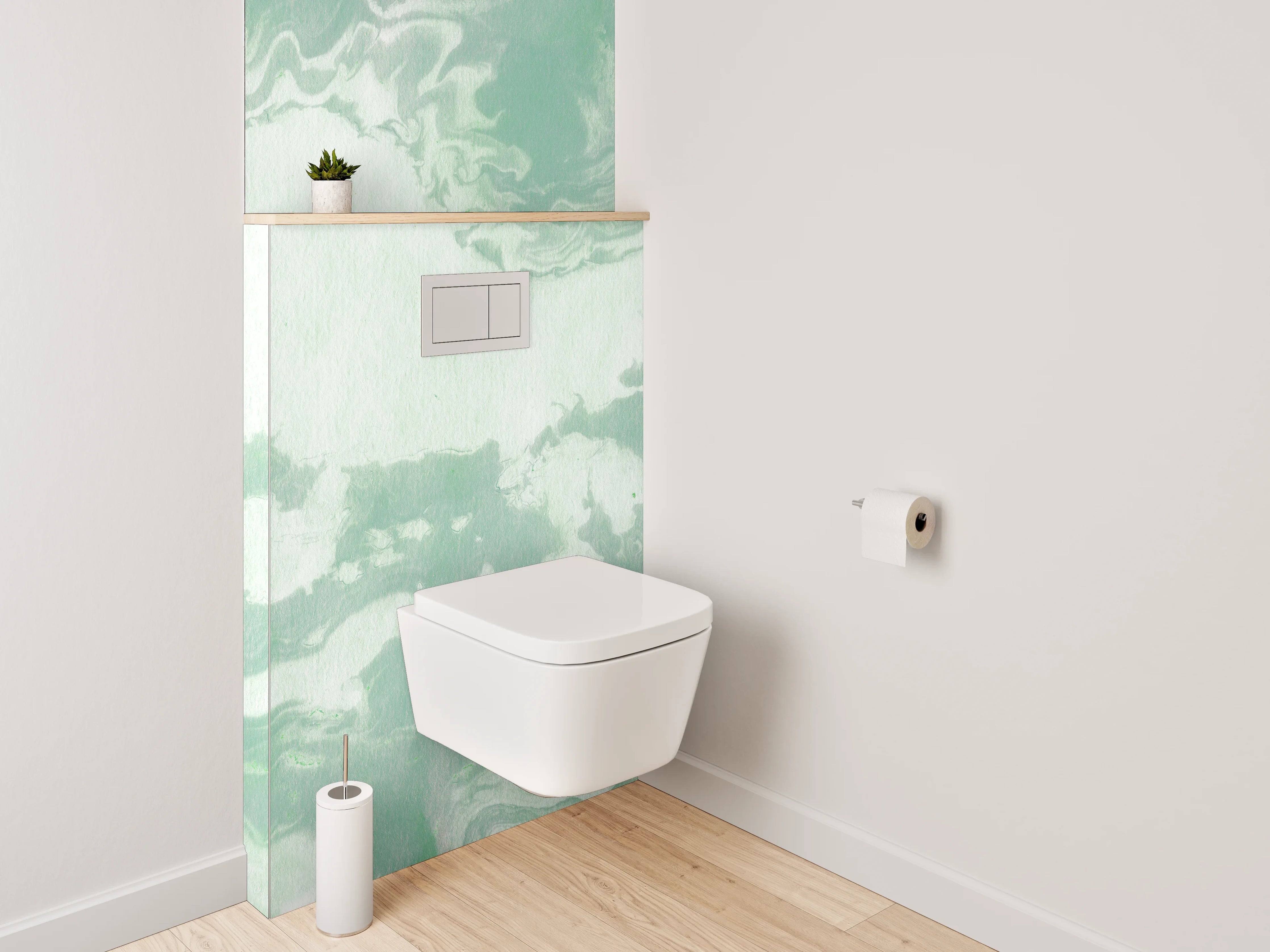 WC-Rückwand - Marmoroptik Grün Weiß Abstrakt