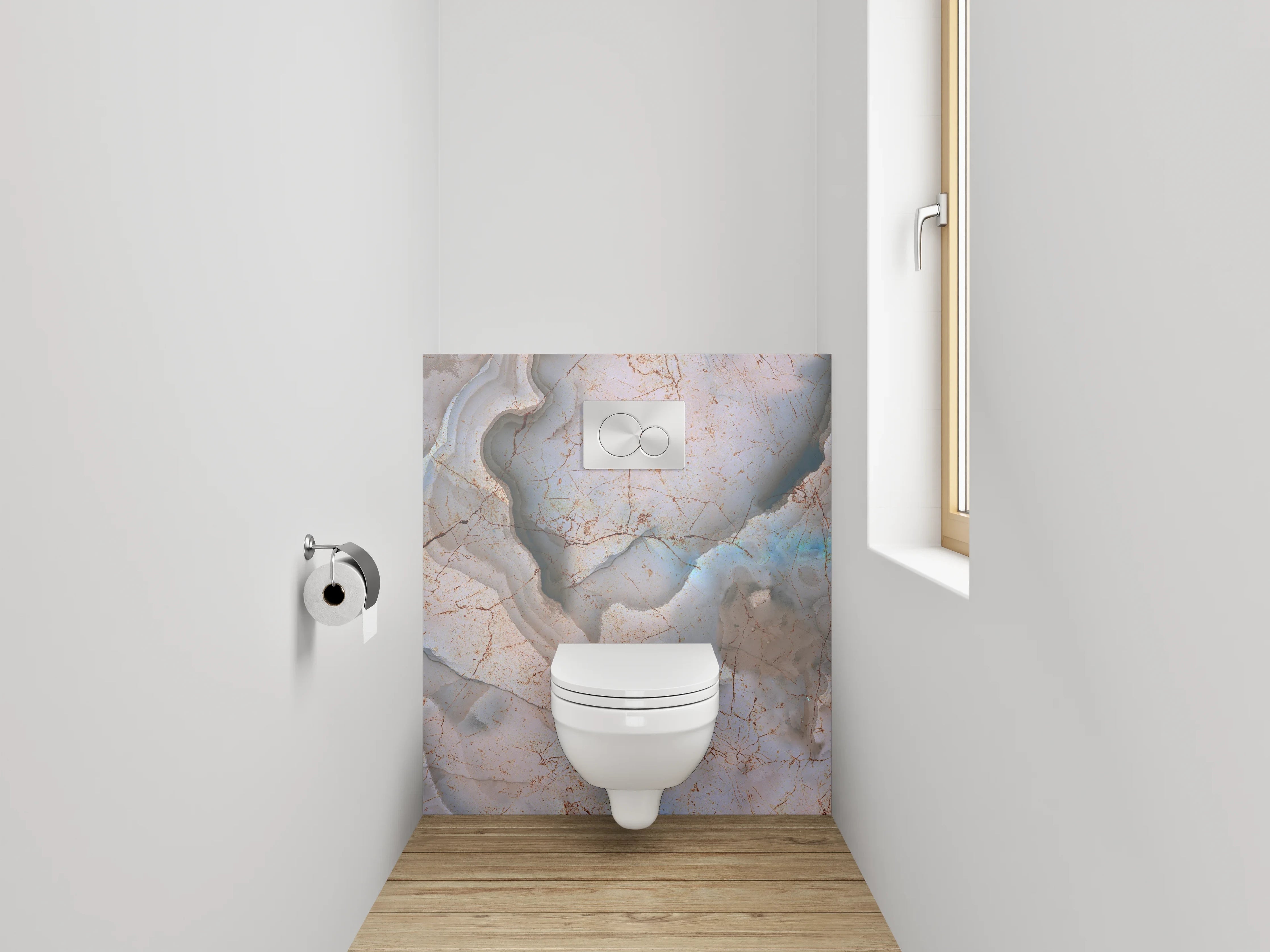 WC-Rückwand - Marmoroptik abstrakt Weiß Blau