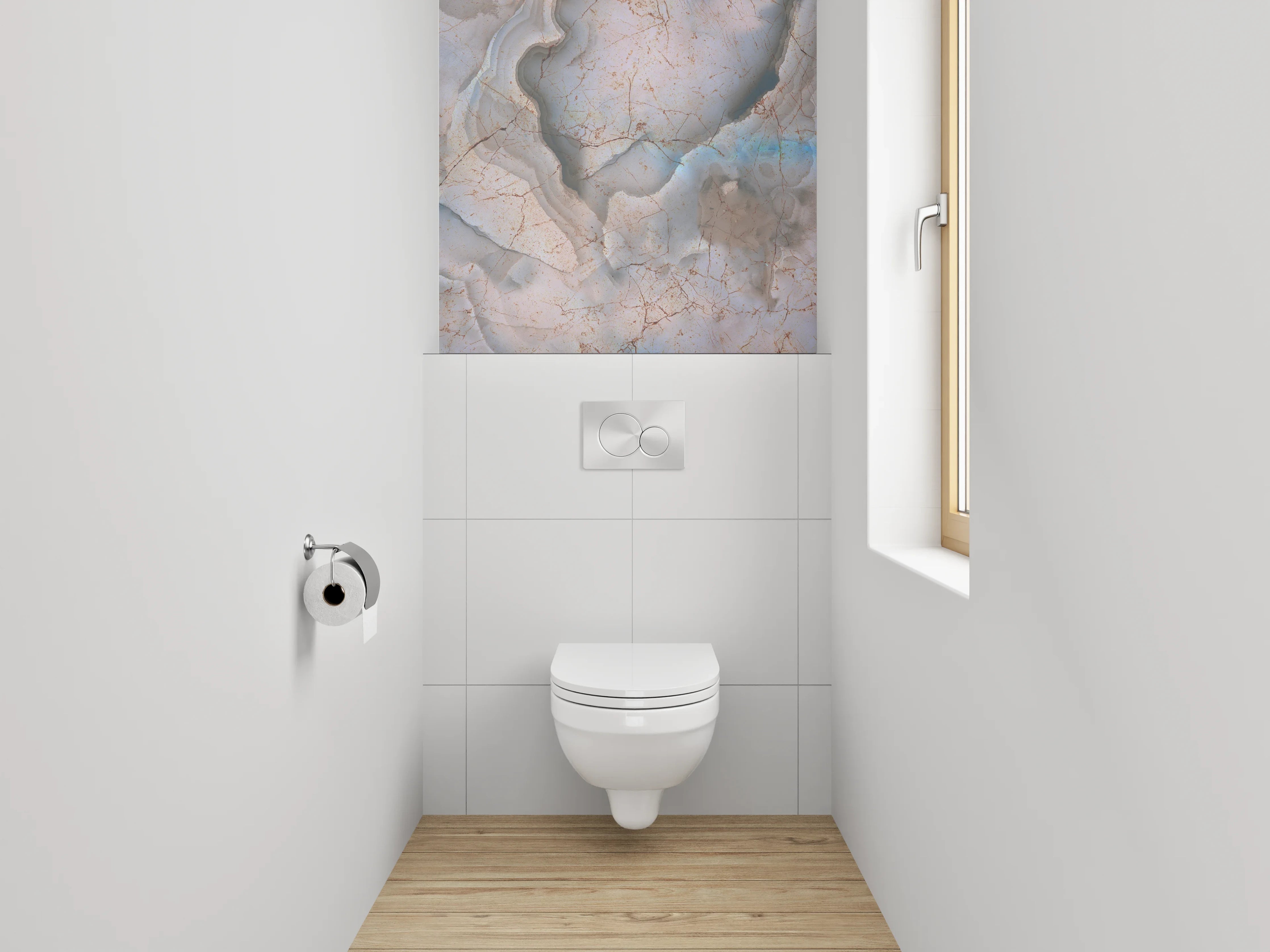 WC-Rückwand - Marmoroptik abstrakt Weiß Blau