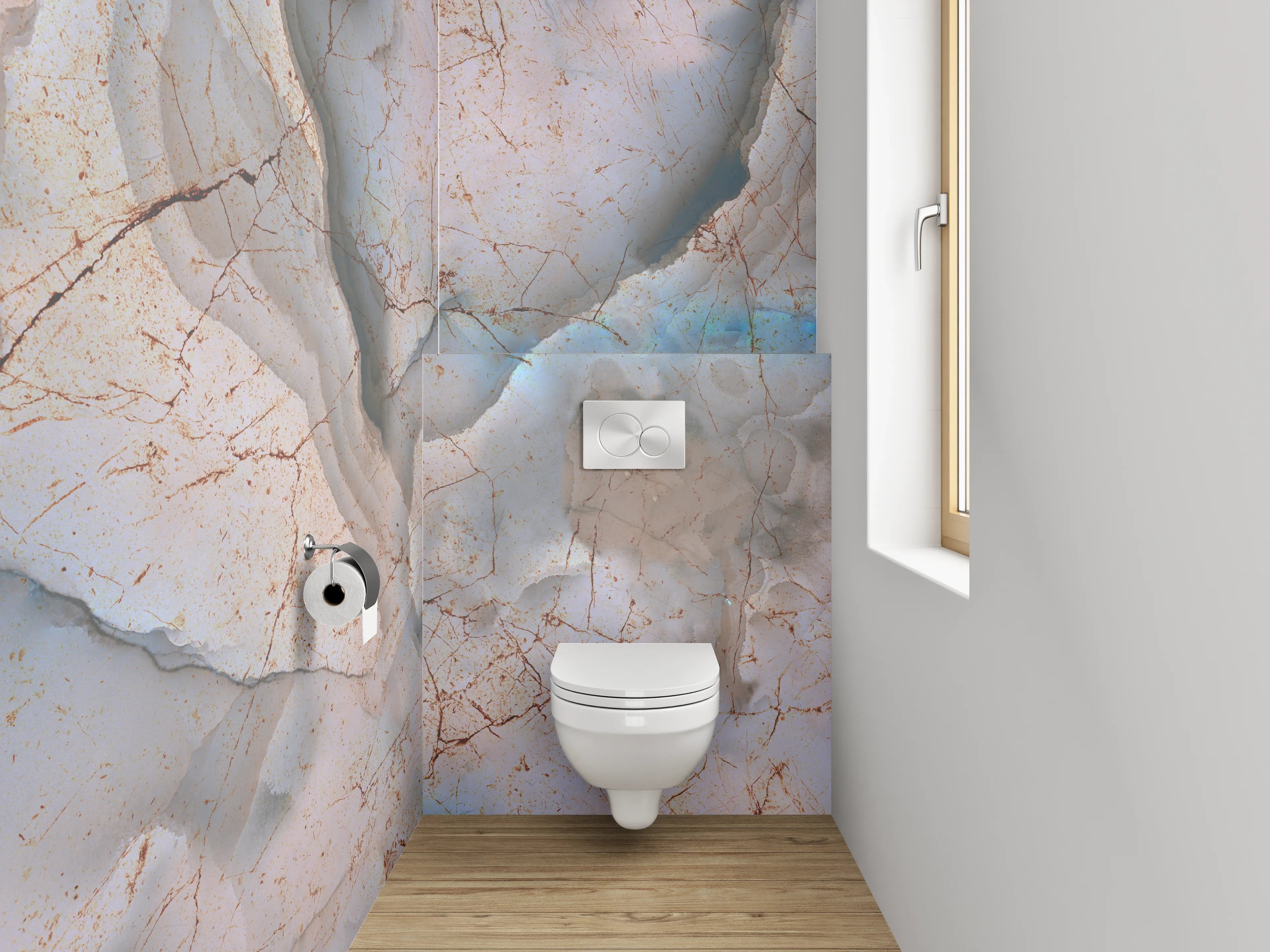 WC-Rückwand - Marmoroptik abstrakt Weiß Blau