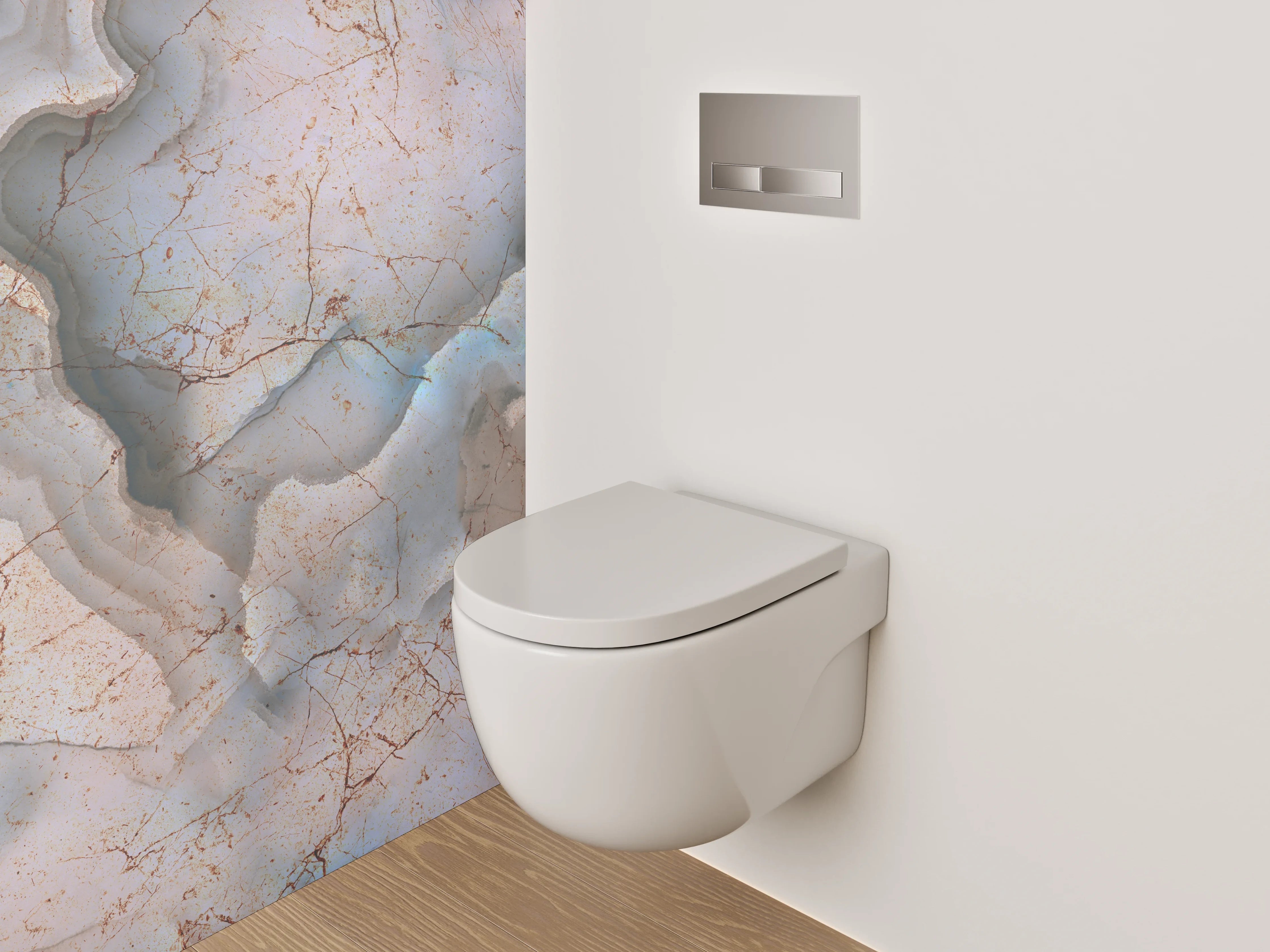 WC-Rückwand - Marmoroptik abstrakt Weiß Blau