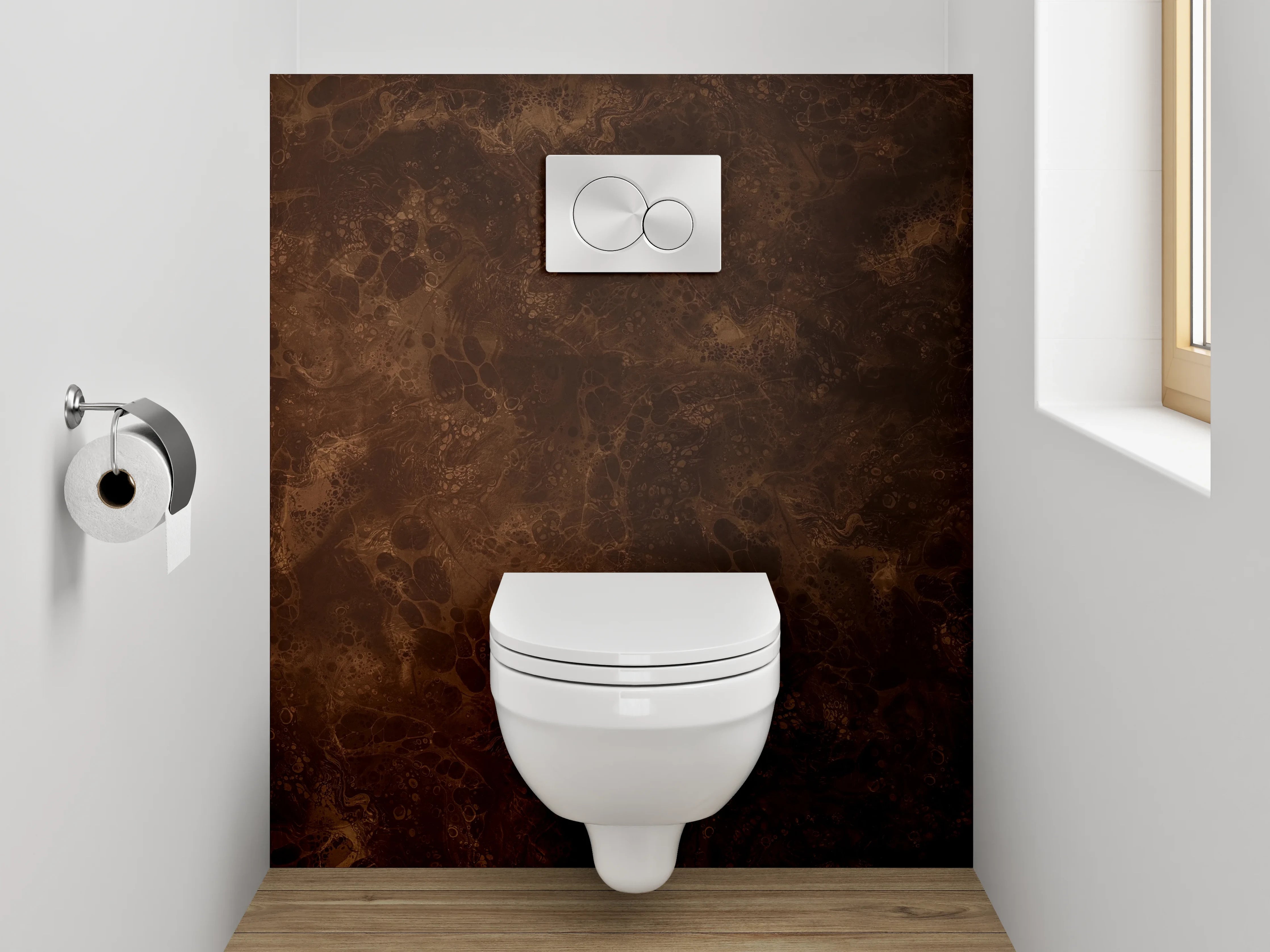 WC-Rückwand - Marmoroptik braun dunkel