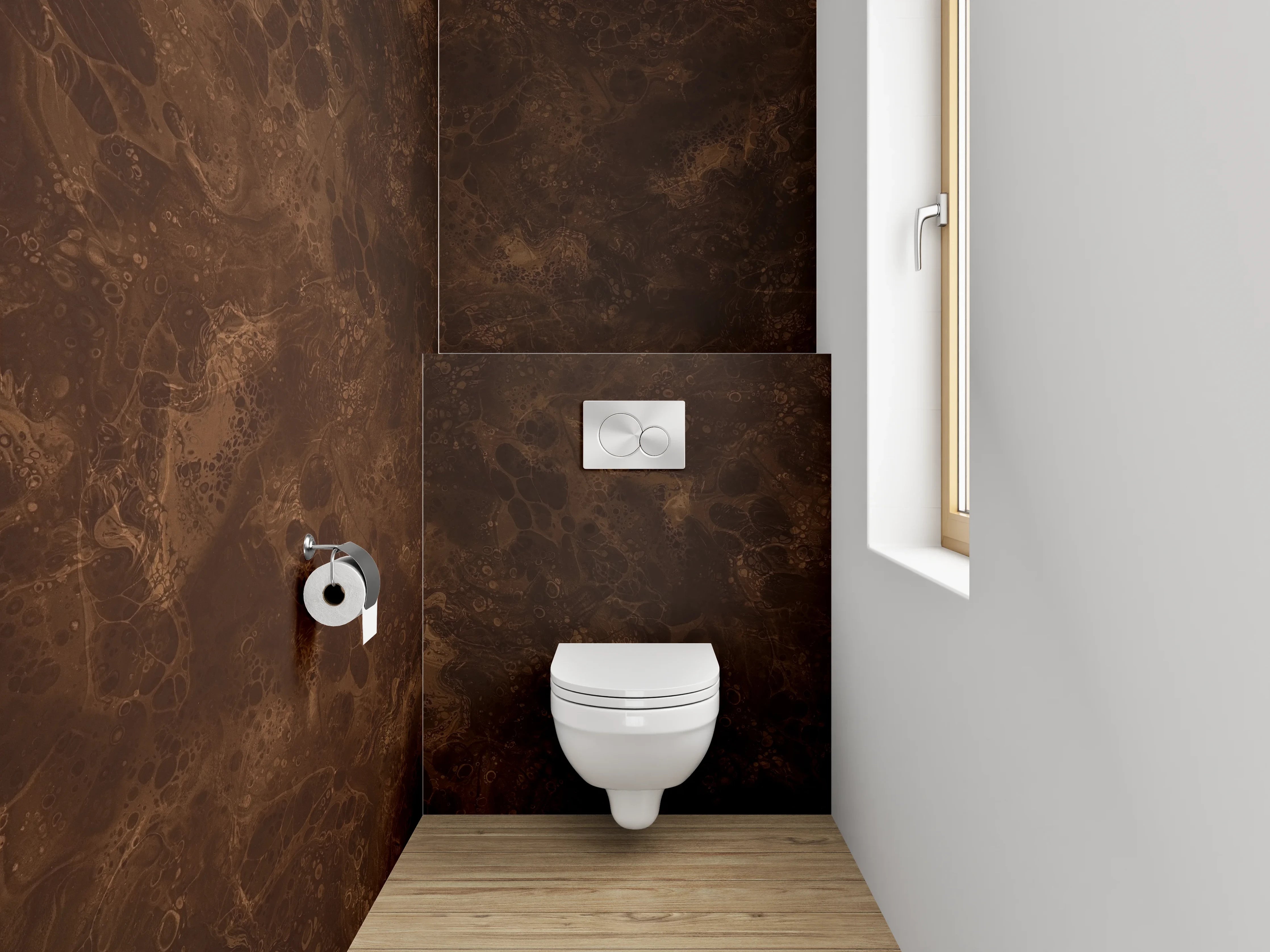 WC-Rückwand - Marmoroptik braun dunkel