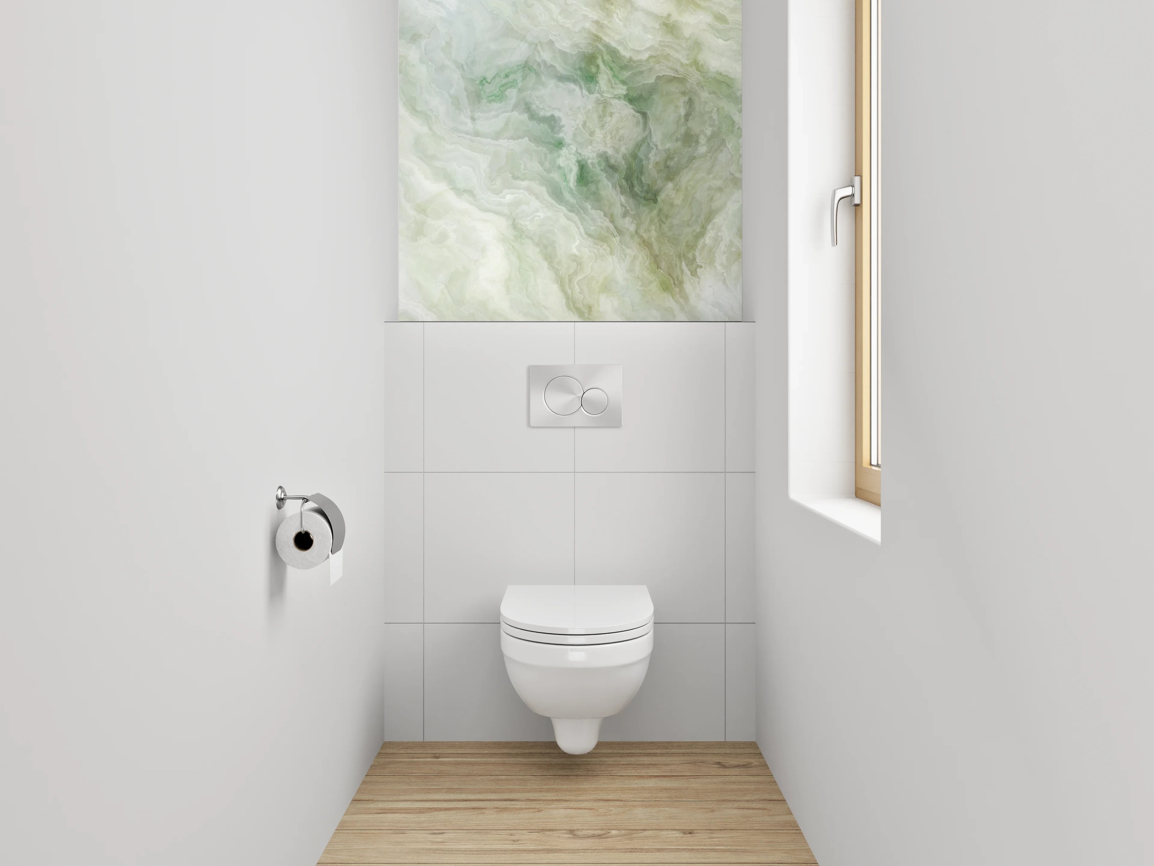 WC-Rückwand - Marmoroptik in Weiß und Grün