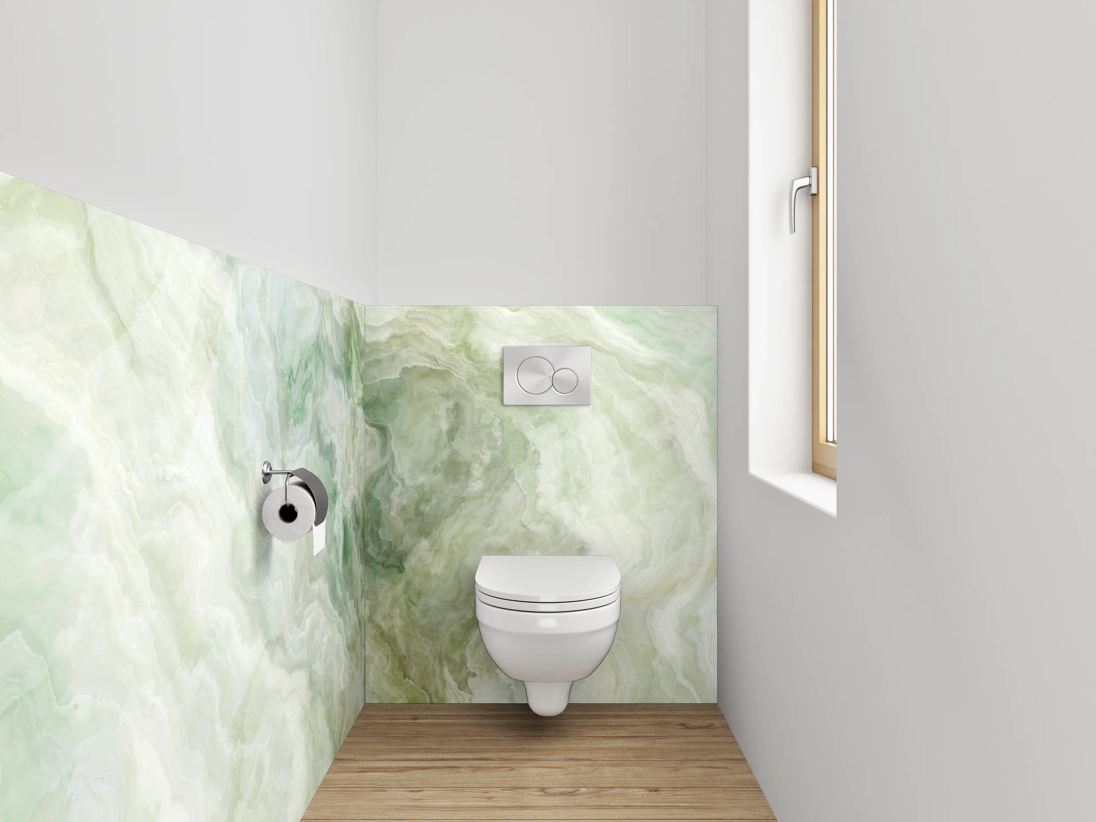WC-Rückwand - Marmoroptik in Weiß und Grün