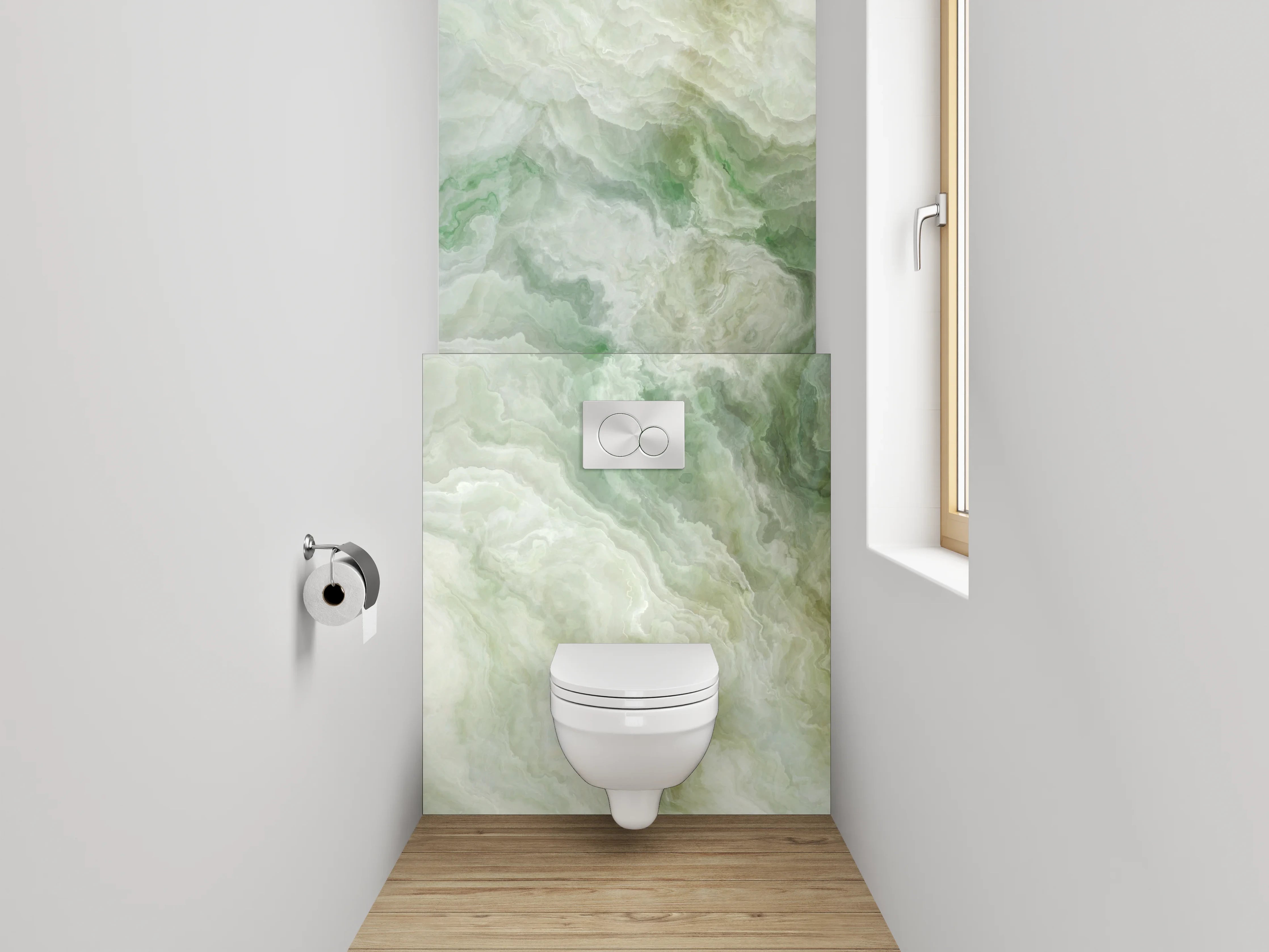 WC-Rückwand - Marmoroptik in Weiß und Grün