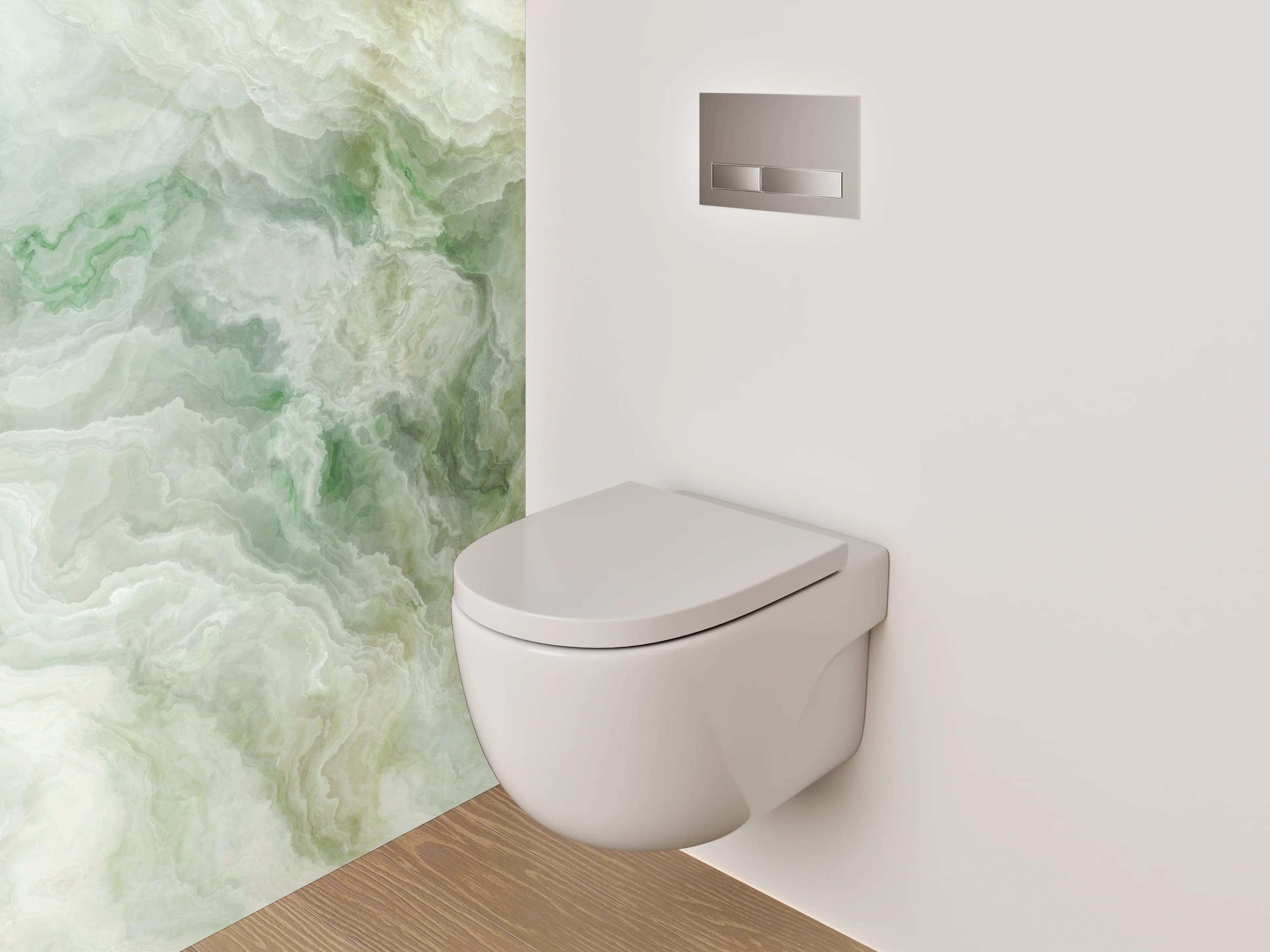 WC-Rückwand - Marmoroptik in Weiß und Grün