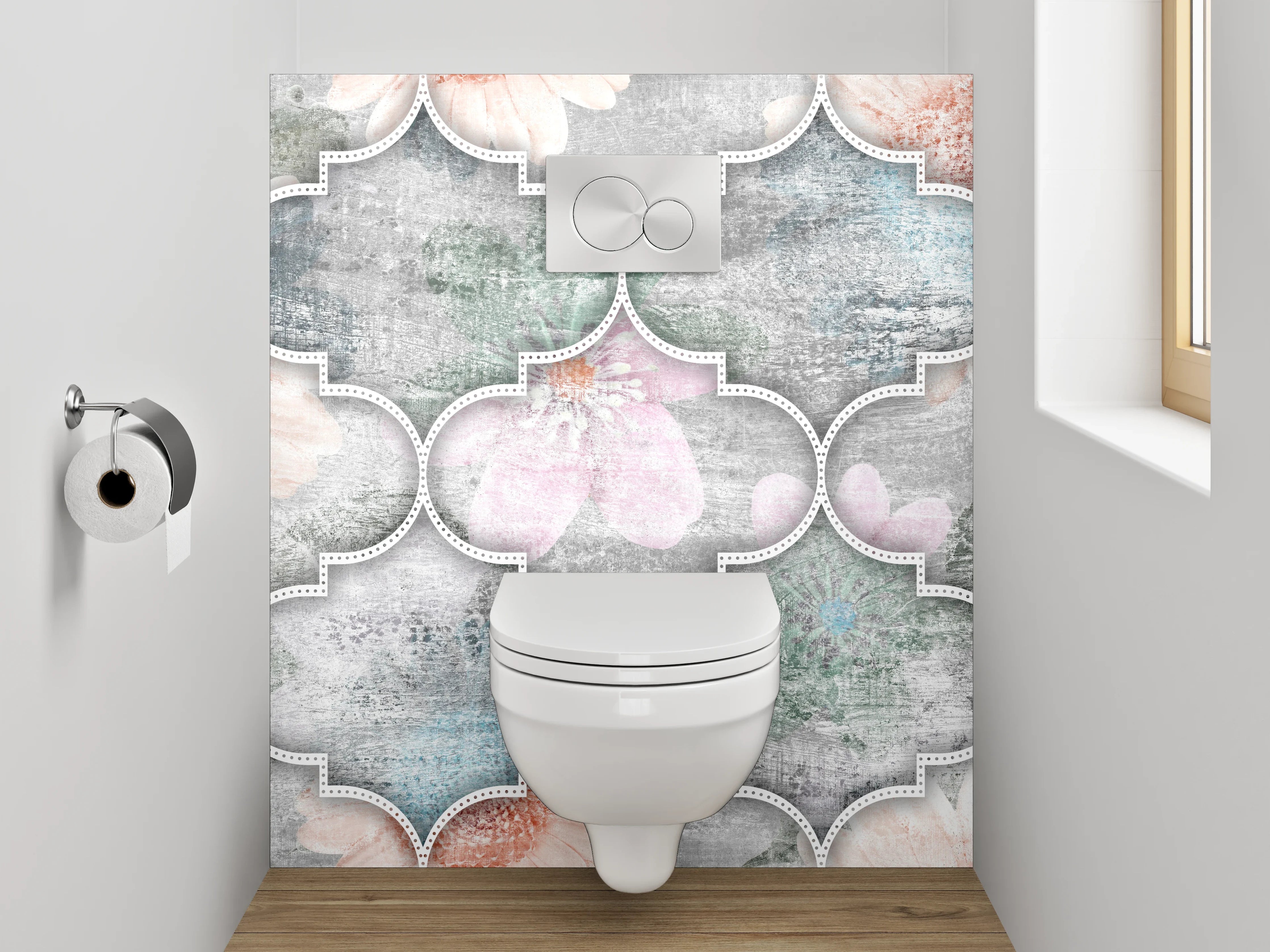 WC-Rückwand - Marokkanisches Mosaik-Fliesenmuster in Pastell