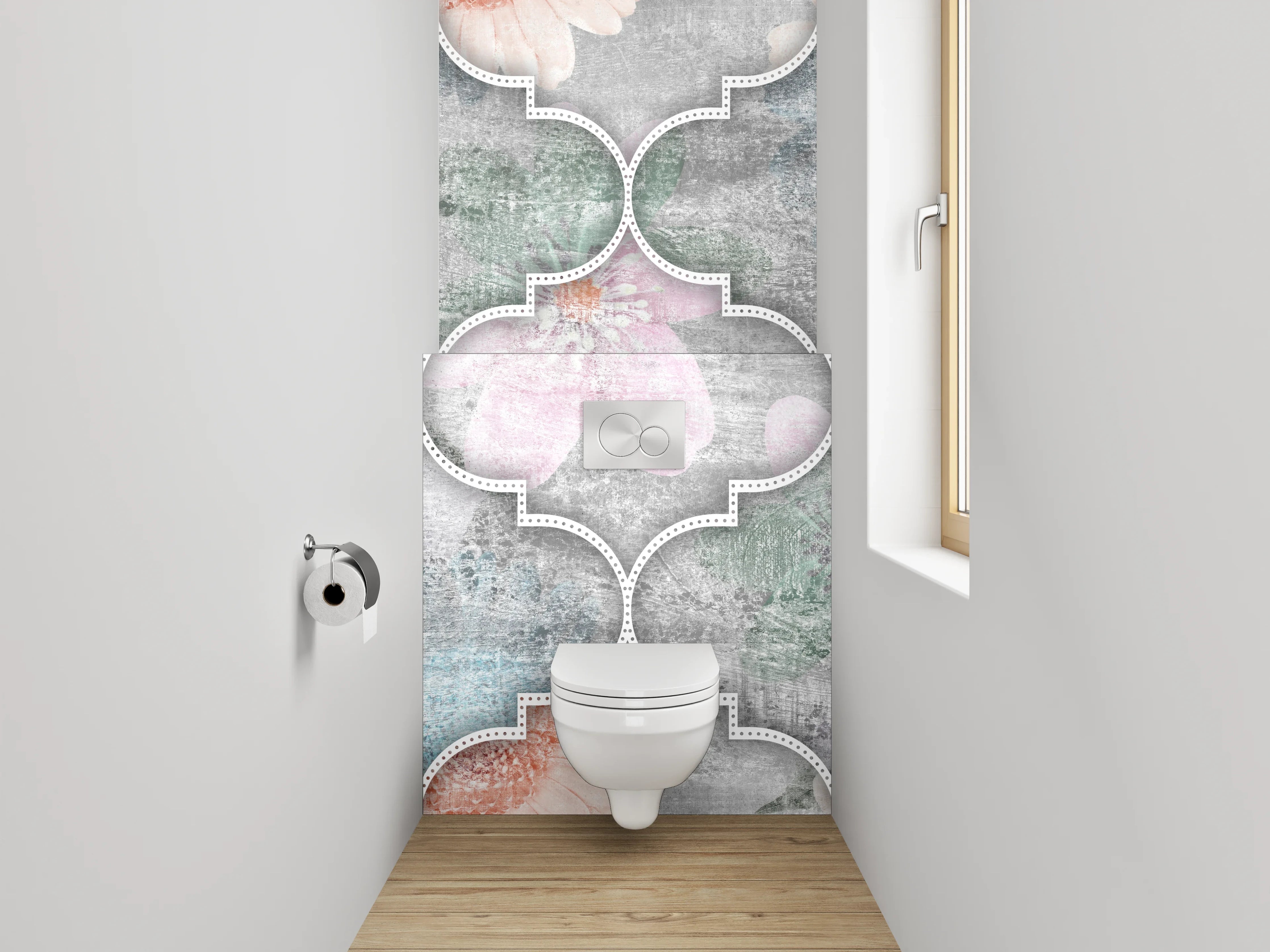 WC-Rückwand - Marokkanisches Mosaik-Fliesenmuster in Pastell
