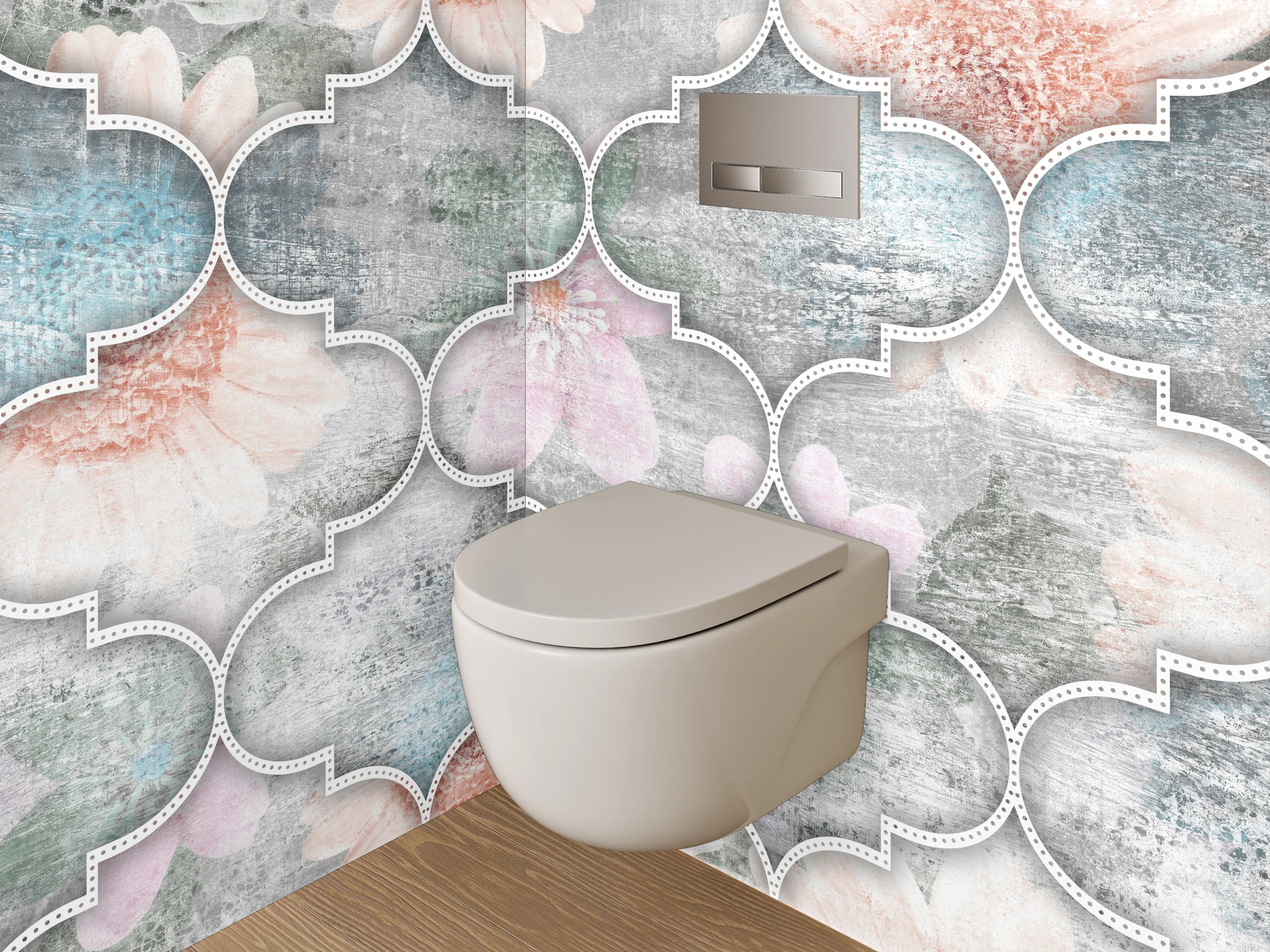 WC-Rückwand - Marokkanisches Mosaik-Fliesenmuster in Pastell