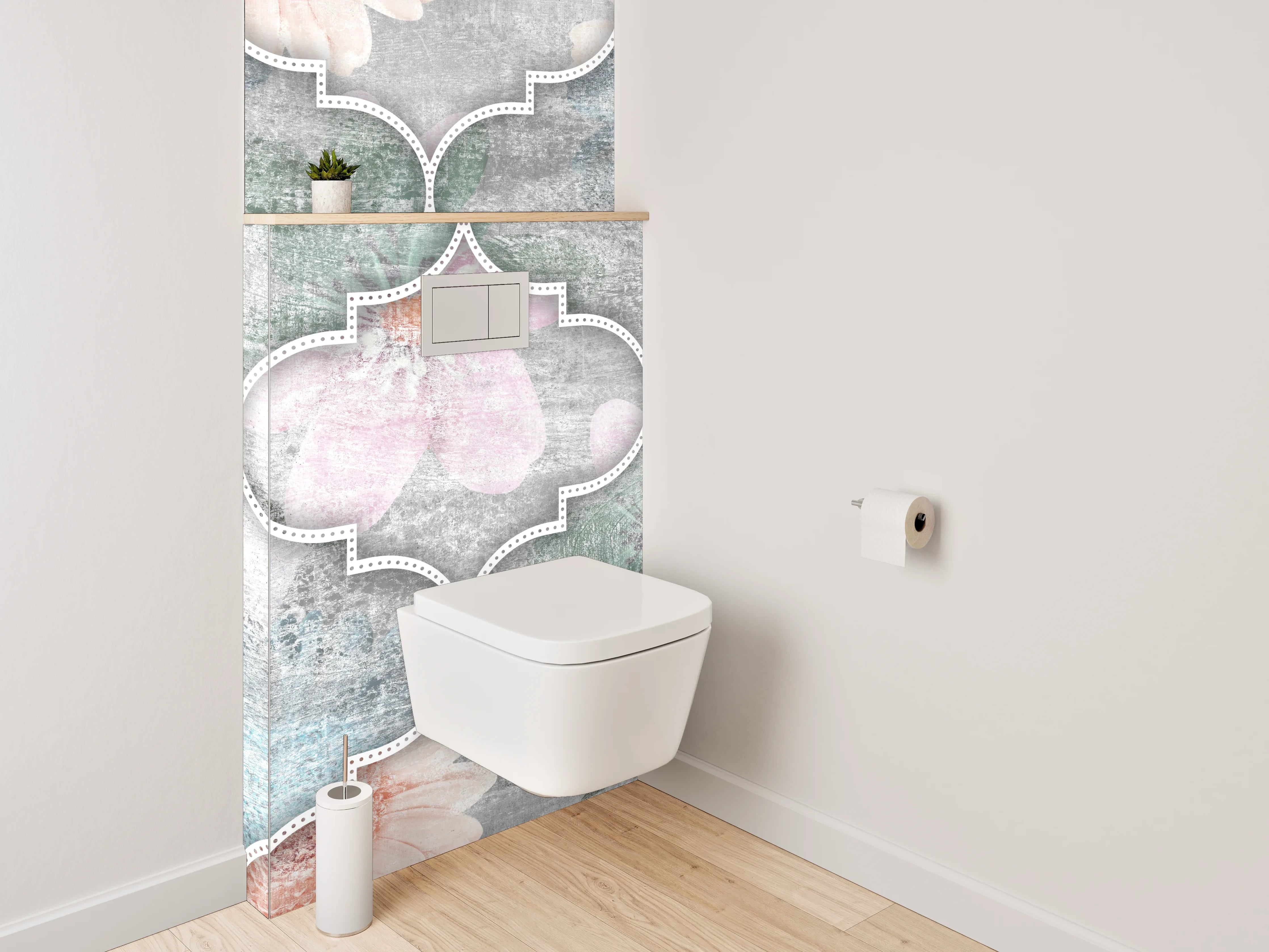 WC-Rückwand - Marokkanisches Mosaik-Fliesenmuster in Pastell