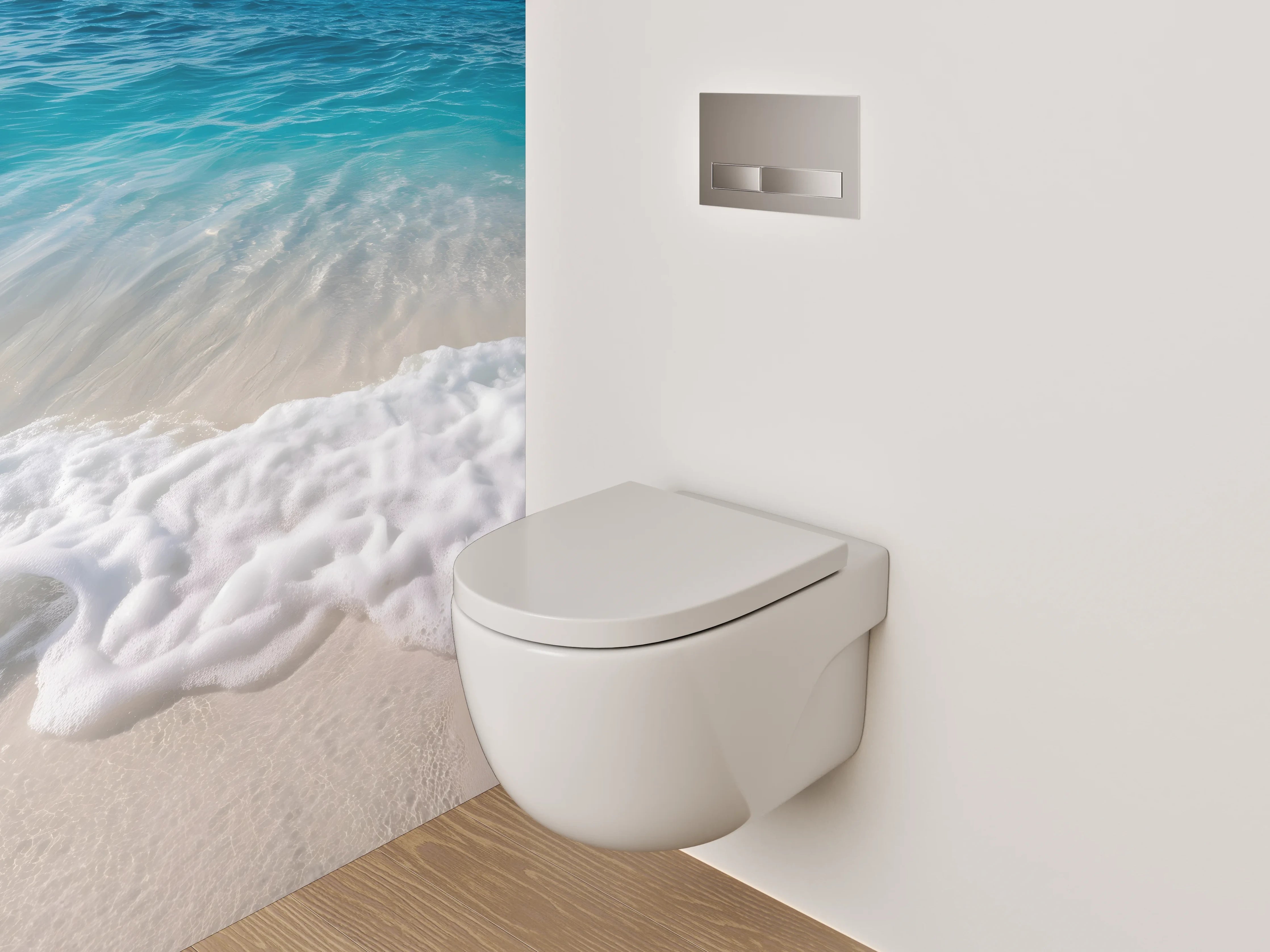 WC-Rückwand - Meereswelle am Sandstrand – Ocean Art