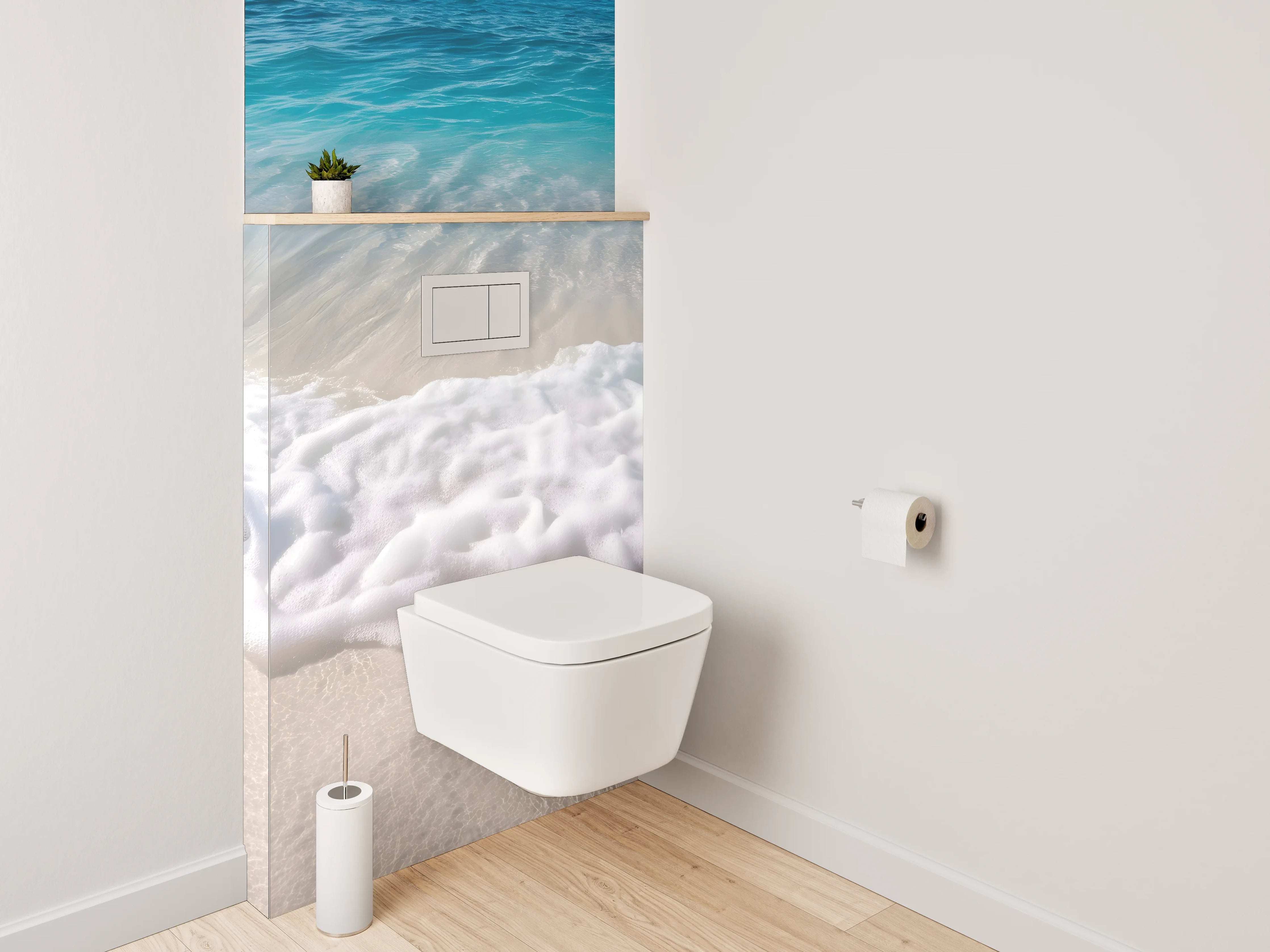 WC-Rückwand - Meereswelle am Sandstrand – Ocean Art