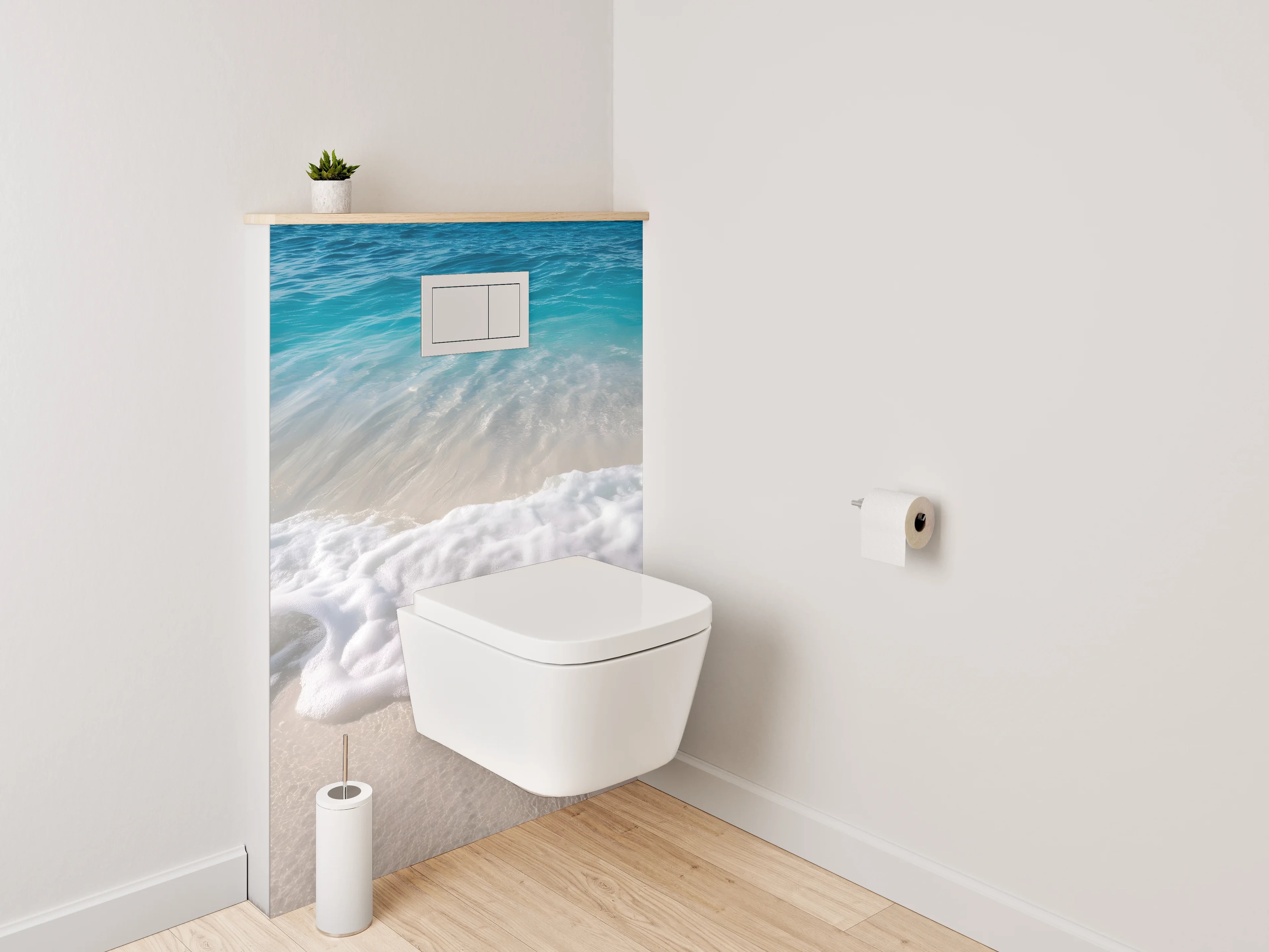 WC-Rückwand - Meereswelle am Sandstrand – Ocean Art