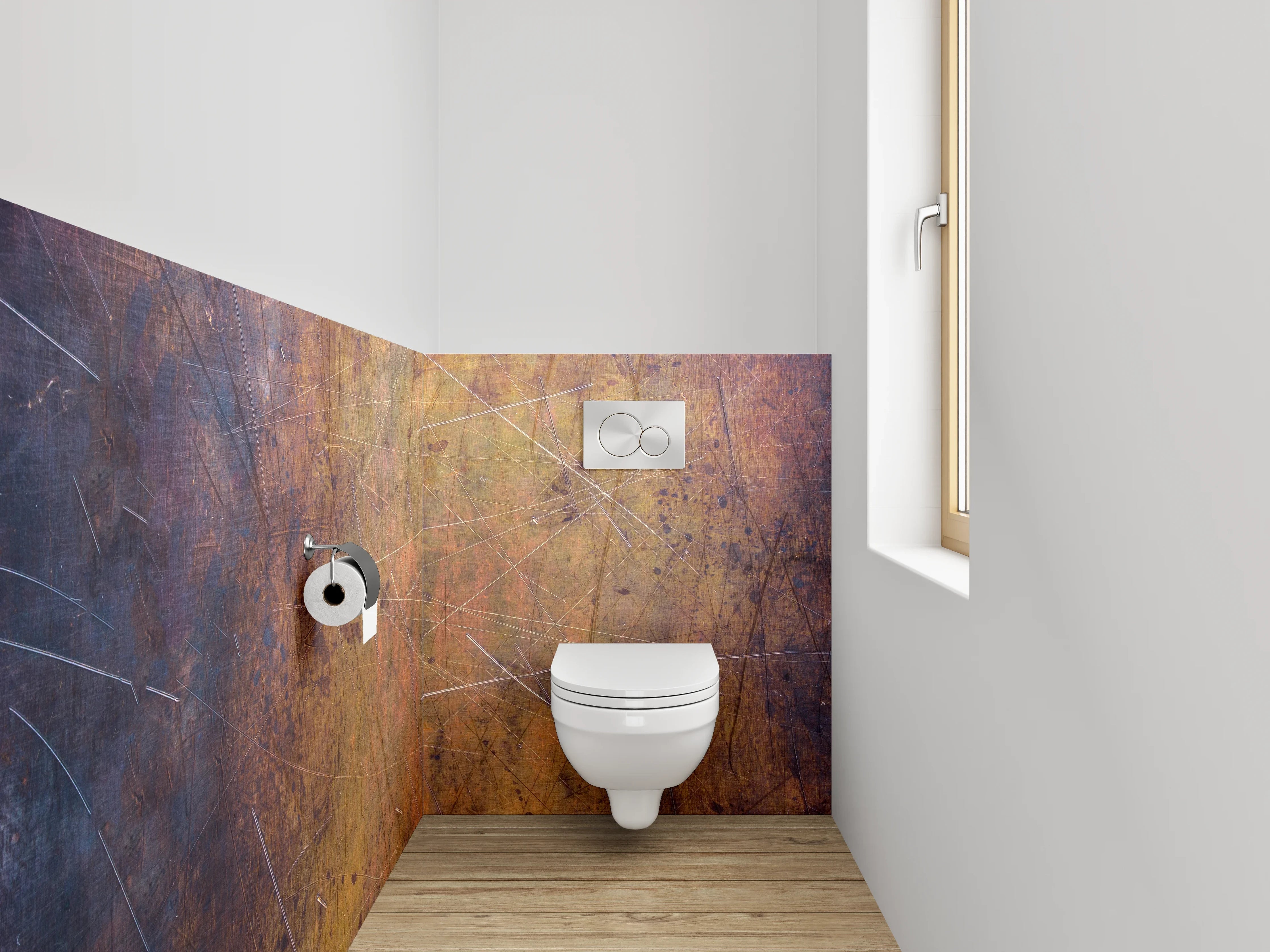 WC-Rückwand - Metall Kratzer Patina Textur