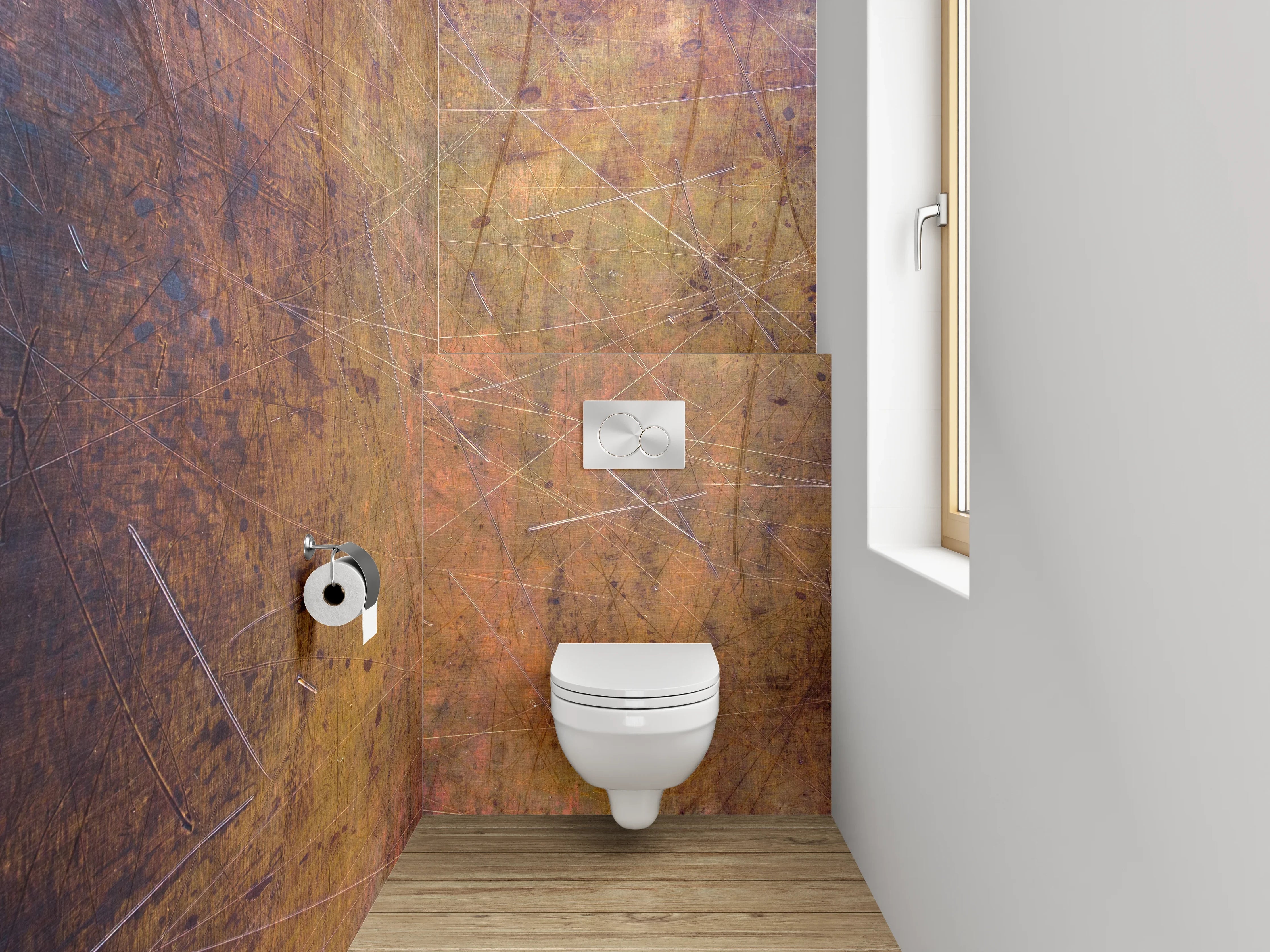 WC-Rückwand - Metall Kratzer Patina Textur