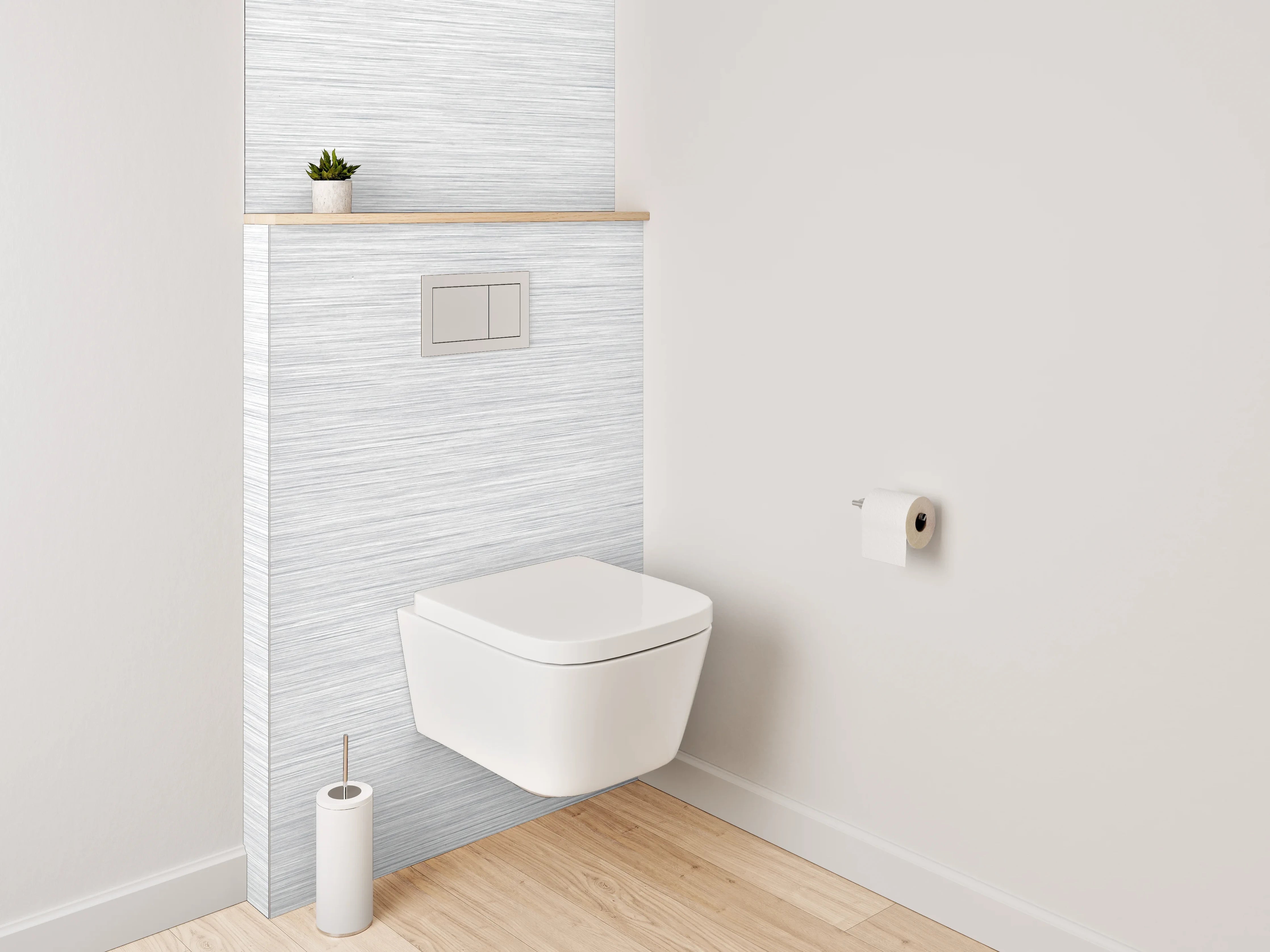 WC-Rückwand - Metall-Optik: Weiße und graue Oberfläche
