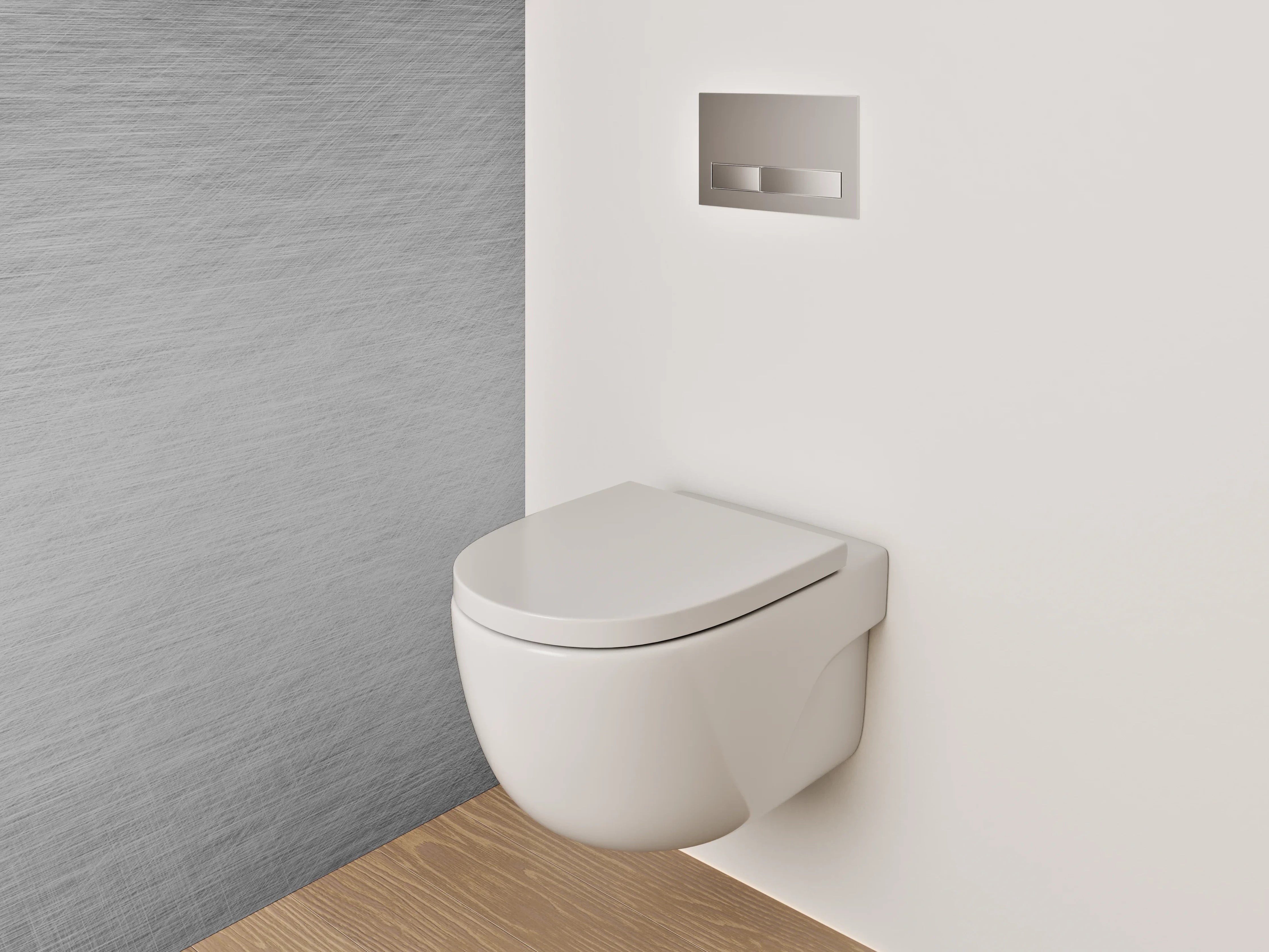 WC-Rückwand - Metallisch gebürstete grau-weiße Oberfläche