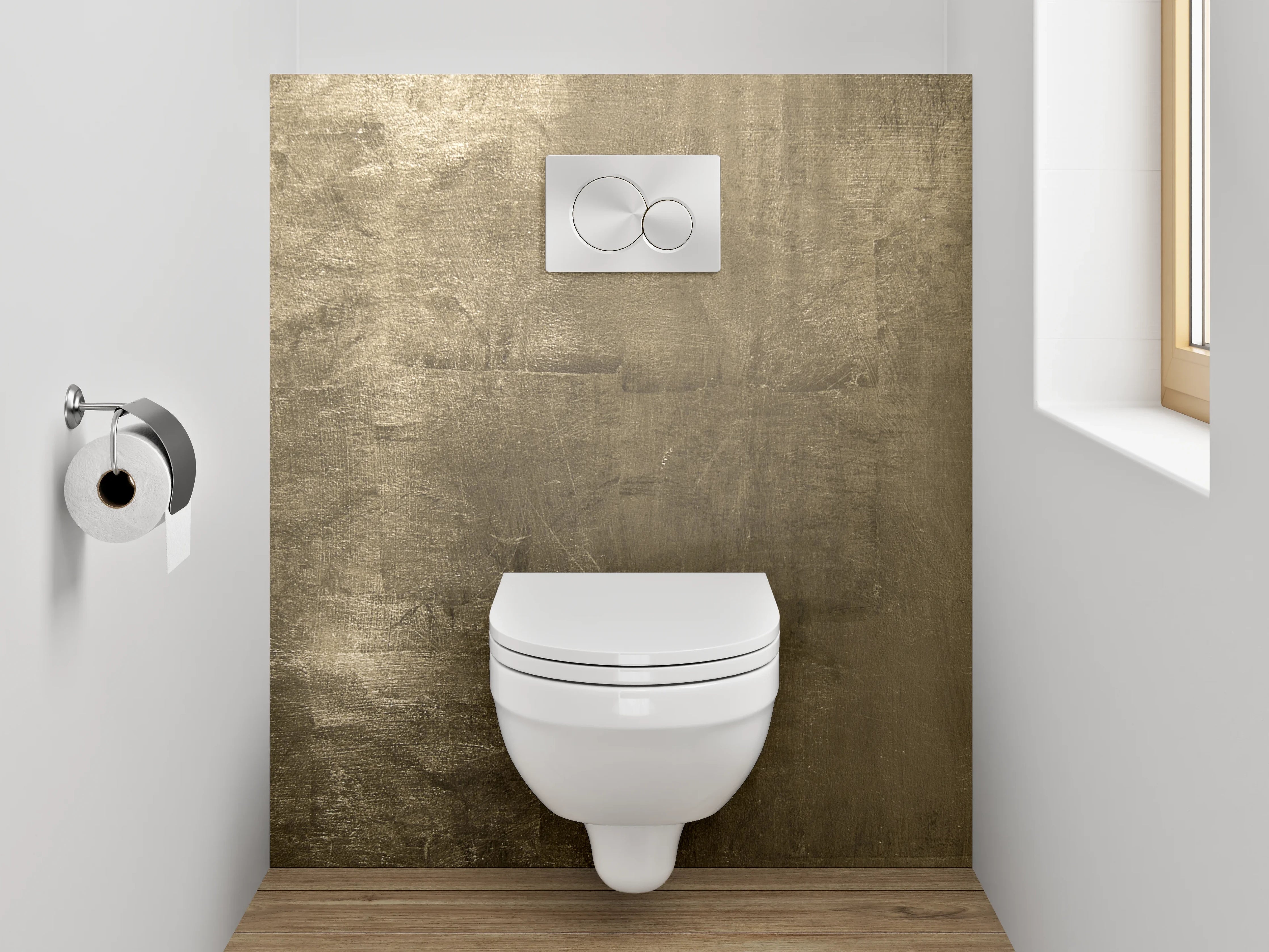 WC-Rückwand - Metallisch goldene Struktur-Optik