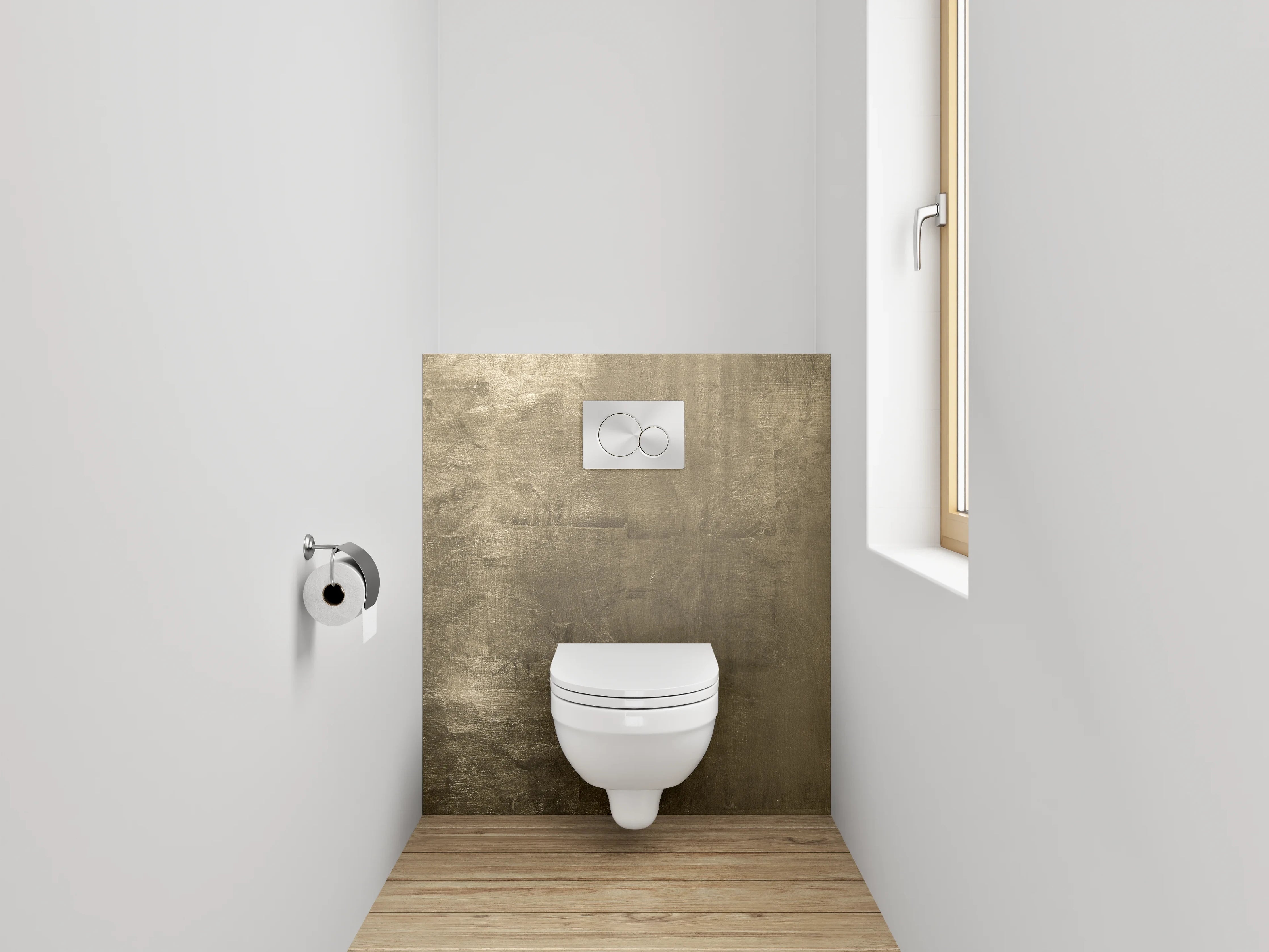 WC-Rückwand - Metallisch goldene Struktur-Optik