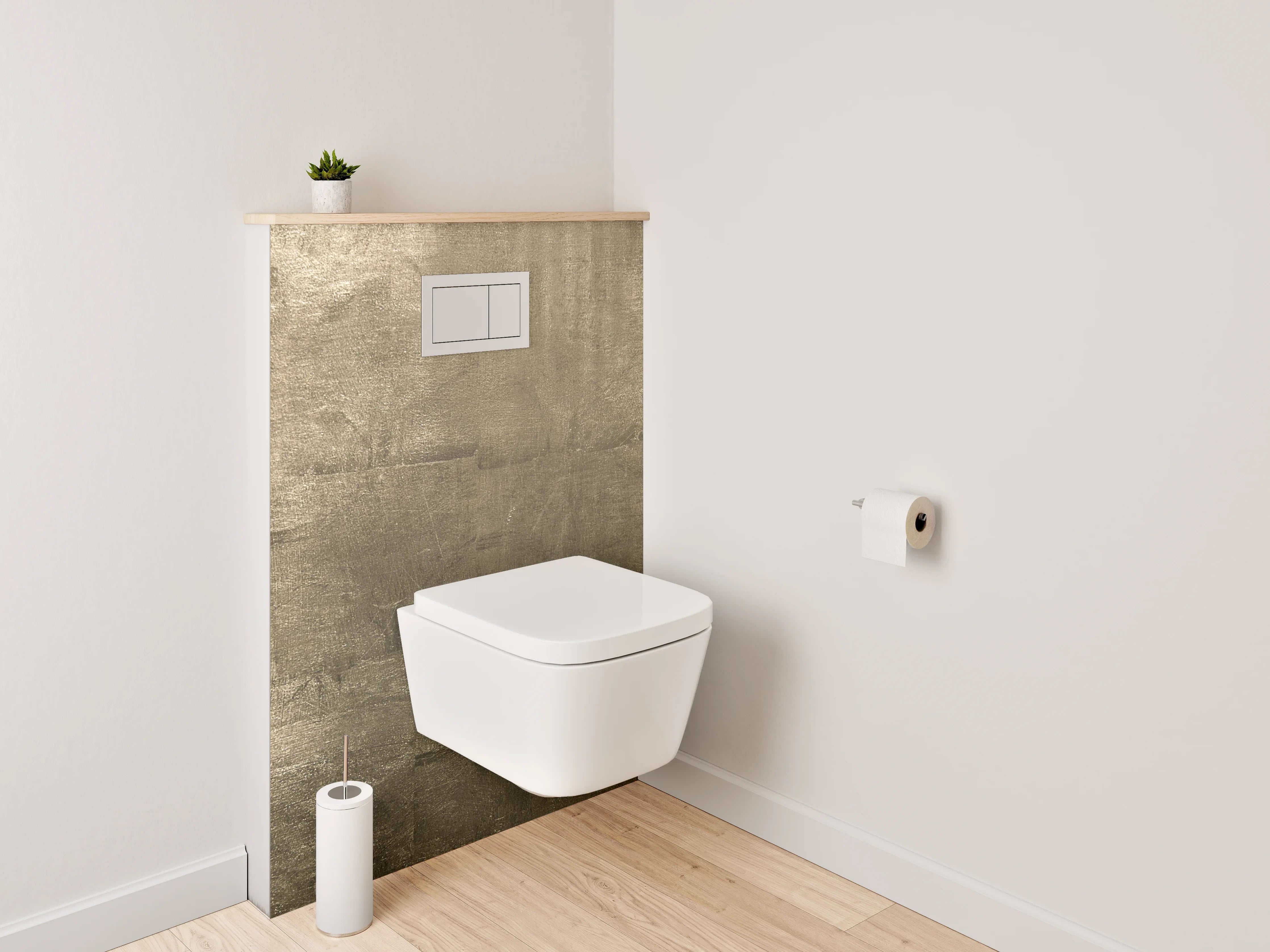 WC-Rückwand - Metallisch goldene Struktur-Optik