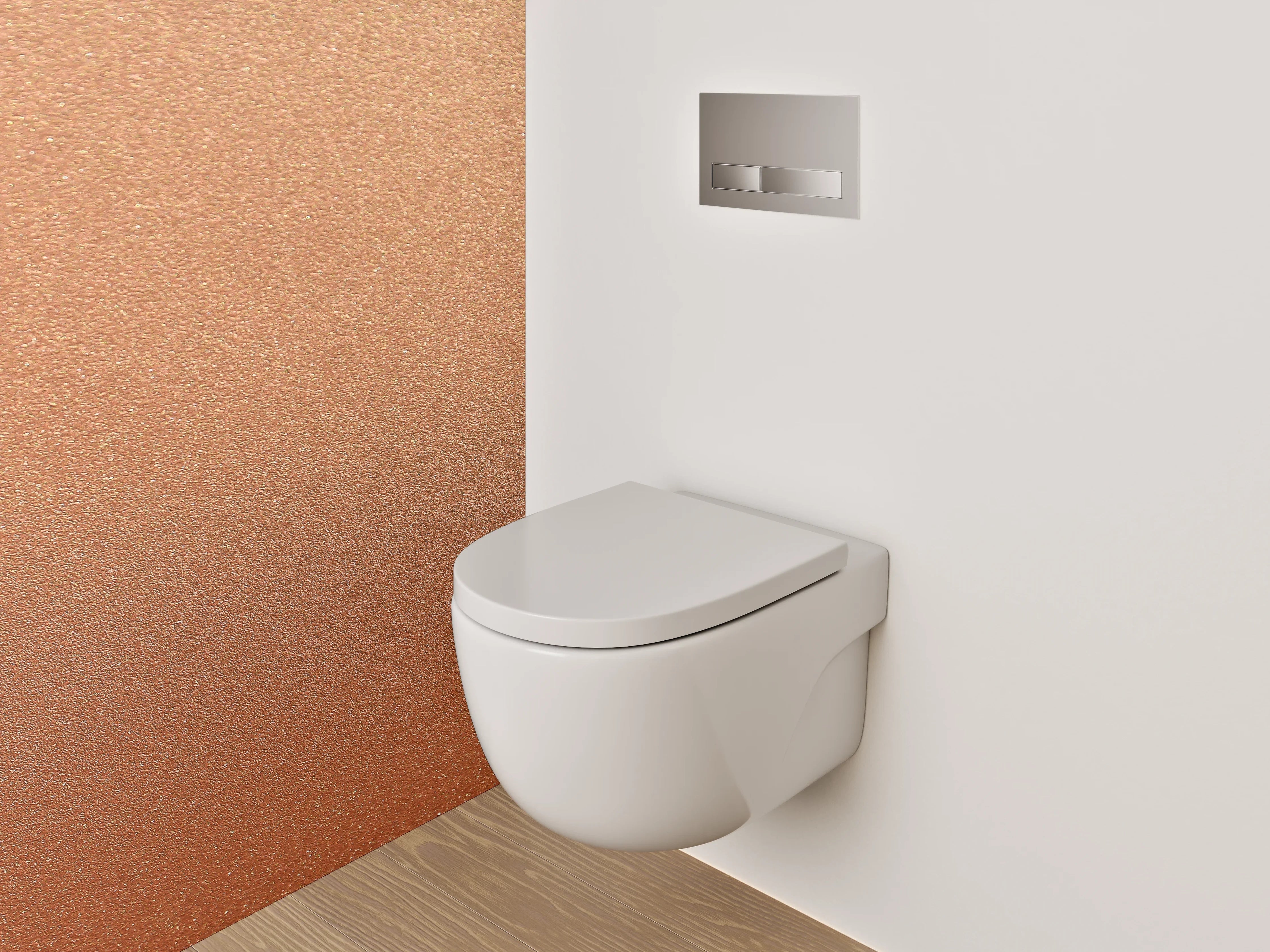 WC-Rückwand - Metallisch schimmernde Kupfer-Optik