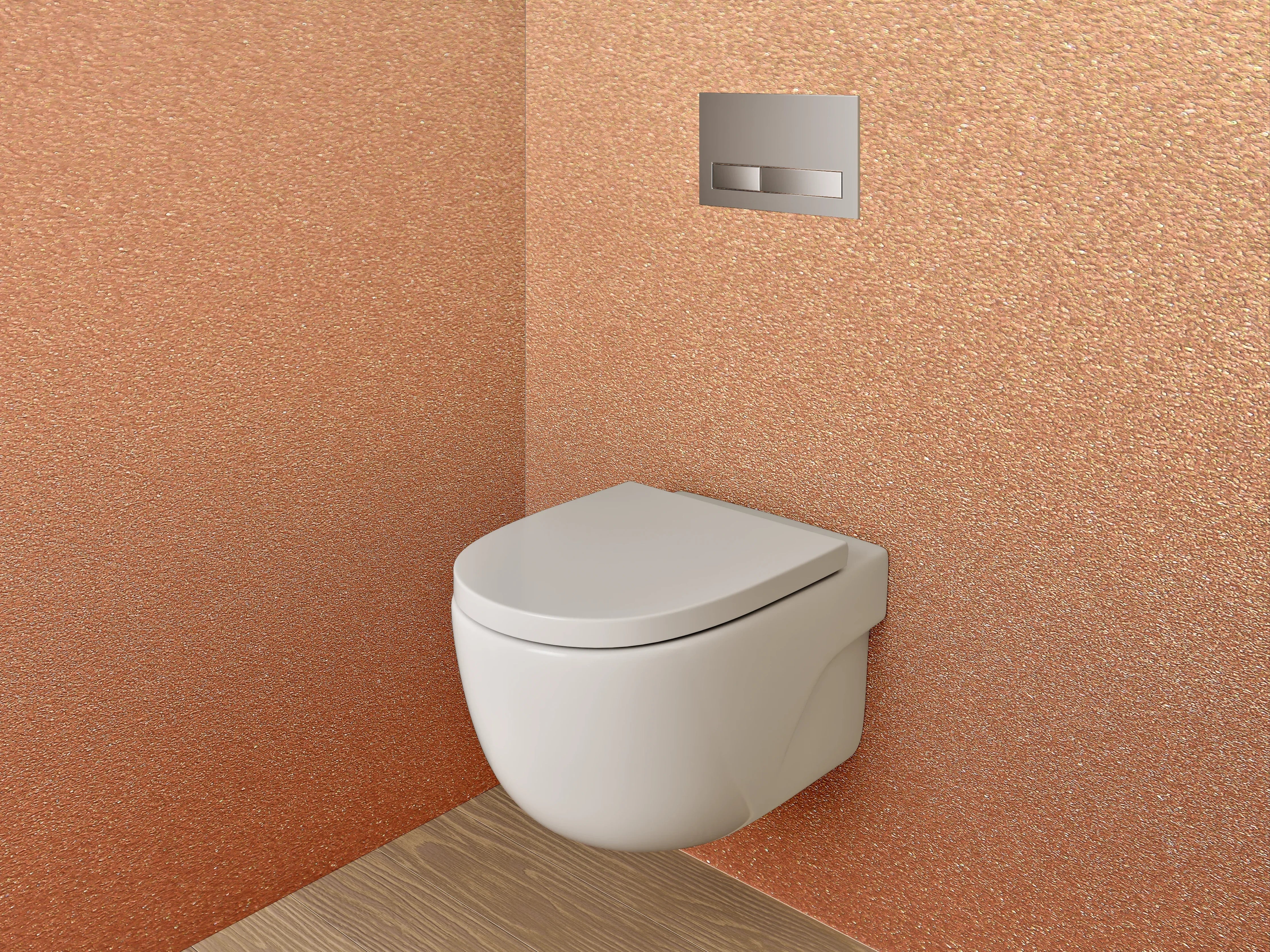 WC-Rückwand - Metallisch schimmernde Kupfer-Optik