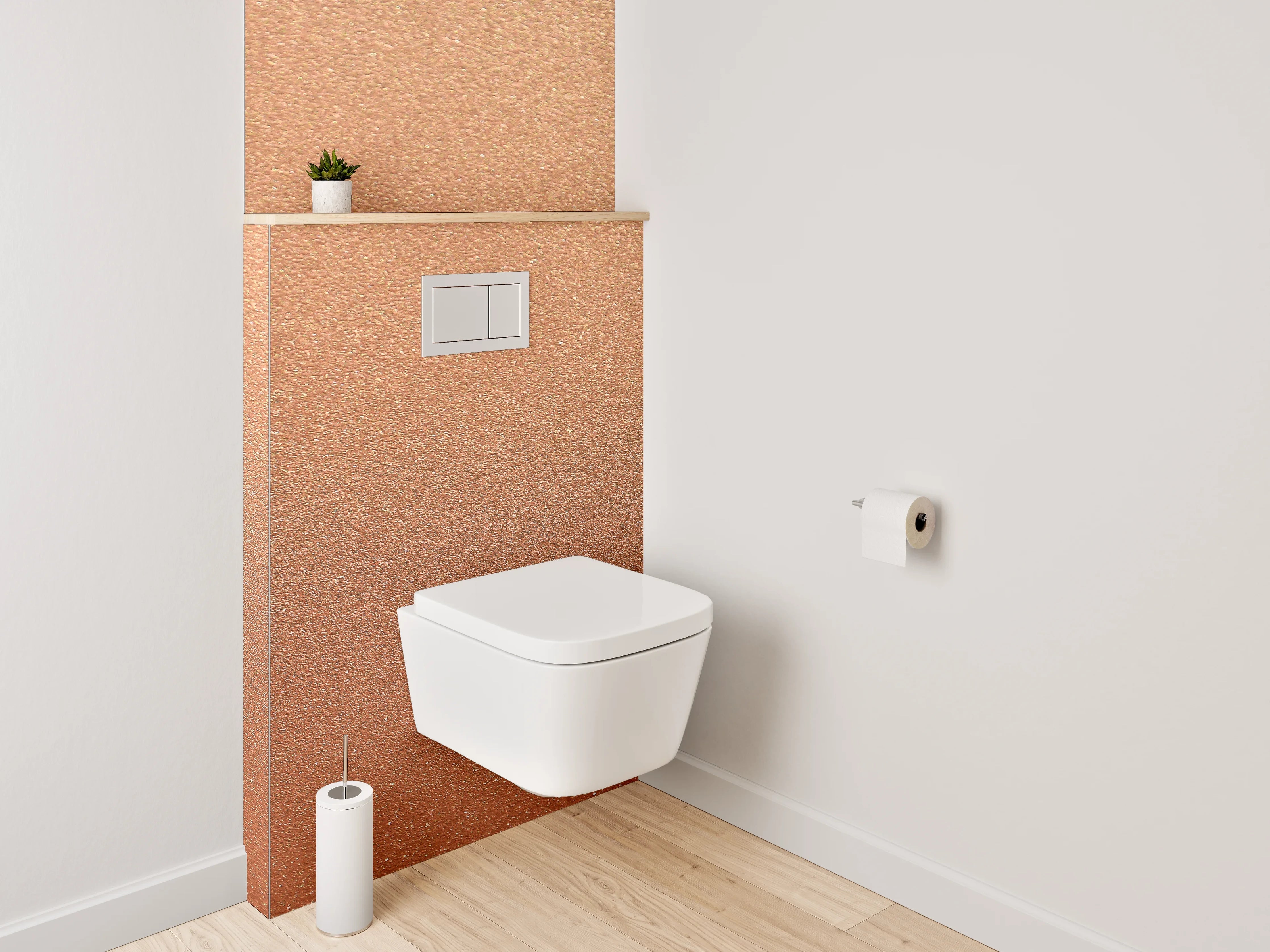 WC-Rückwand - Metallisch schimmernde Kupfer-Optik