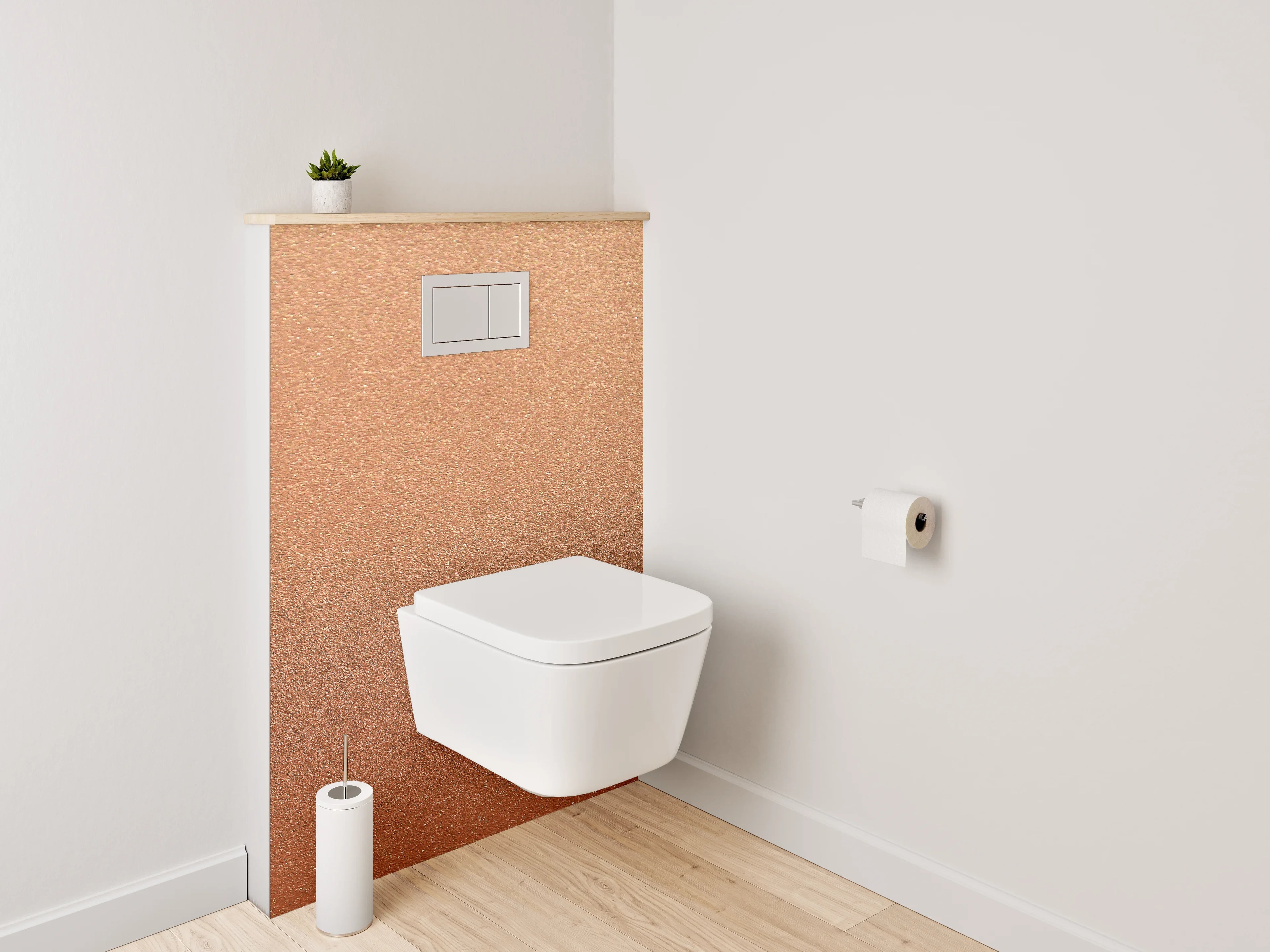 WC-Rückwand - Metallisch schimmernde Kupfer-Optik