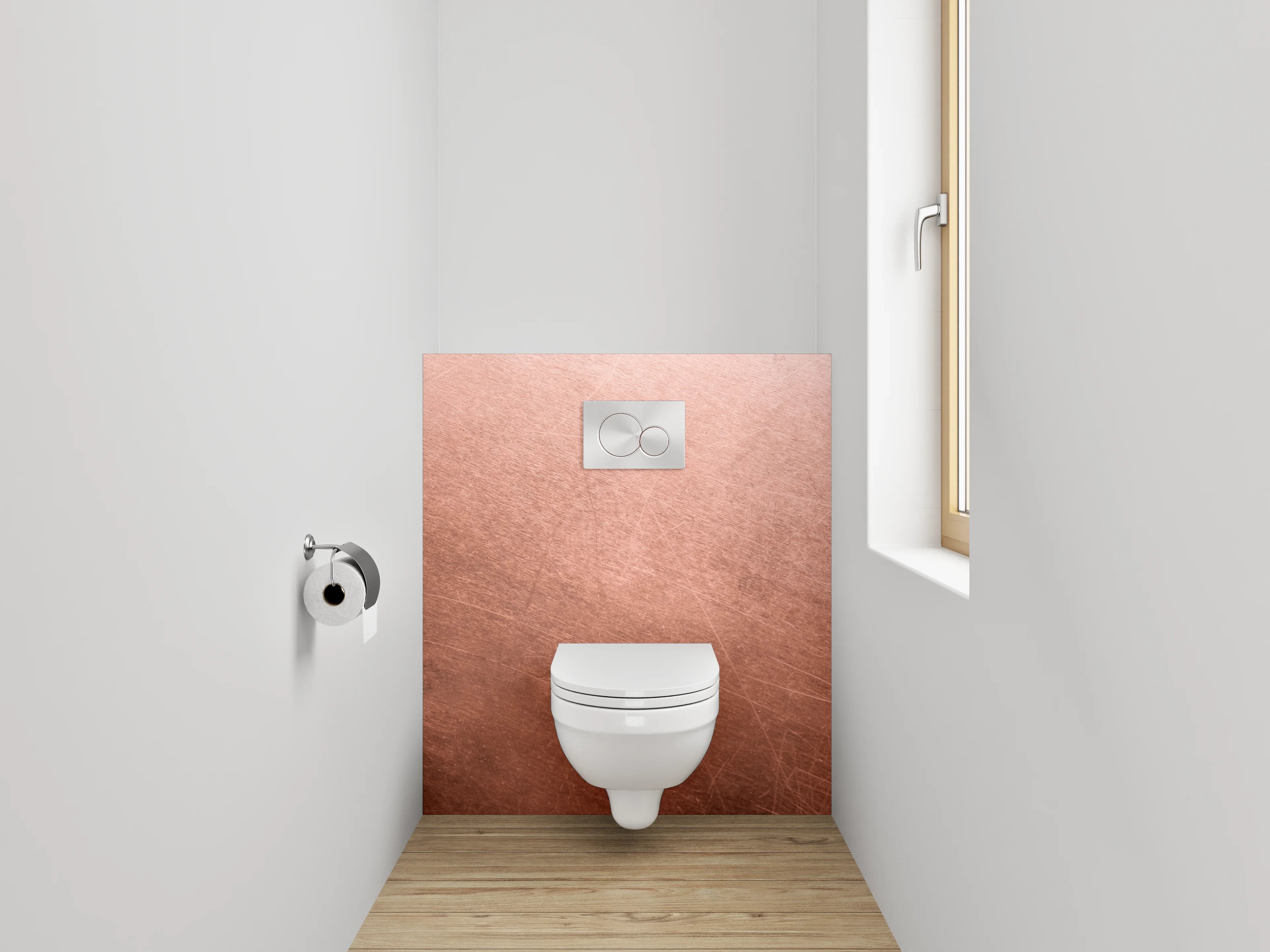 WC-Rückwand - Metallische Kupferstruktur mit Patina
