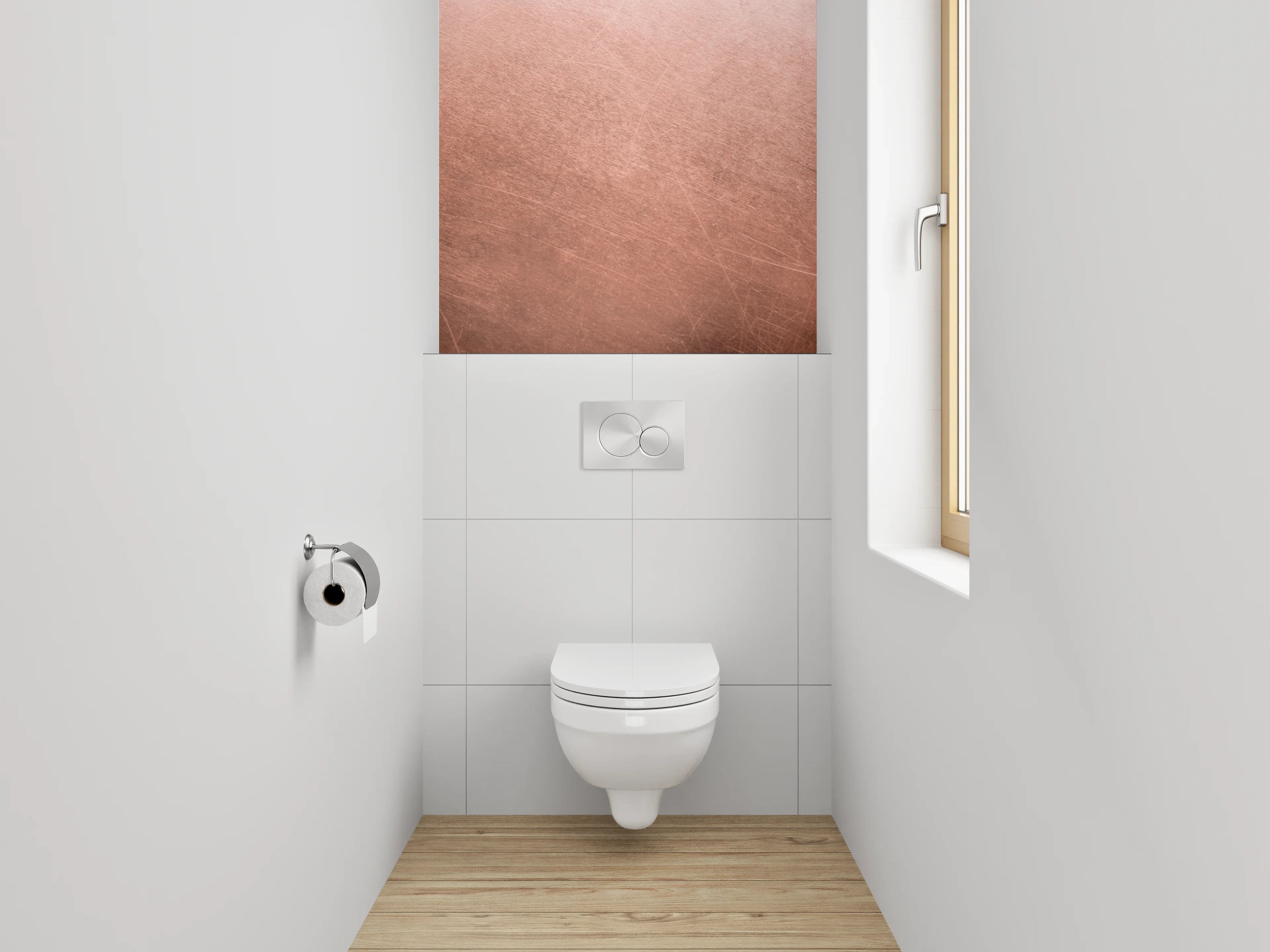 WC-Rückwand - Metallische Kupferstruktur mit Patina