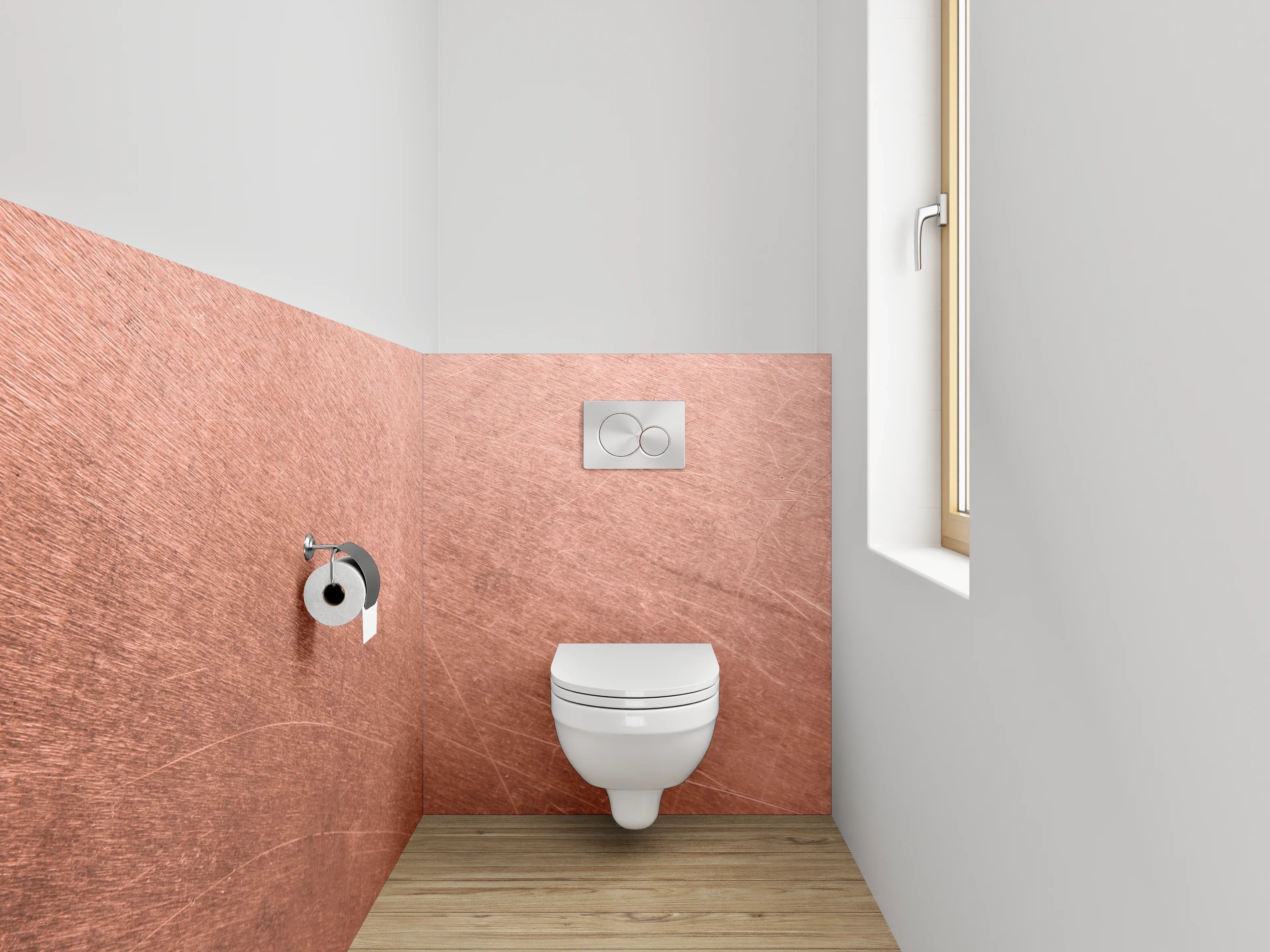 WC-Rückwand - Metallische Kupferstruktur mit Patina