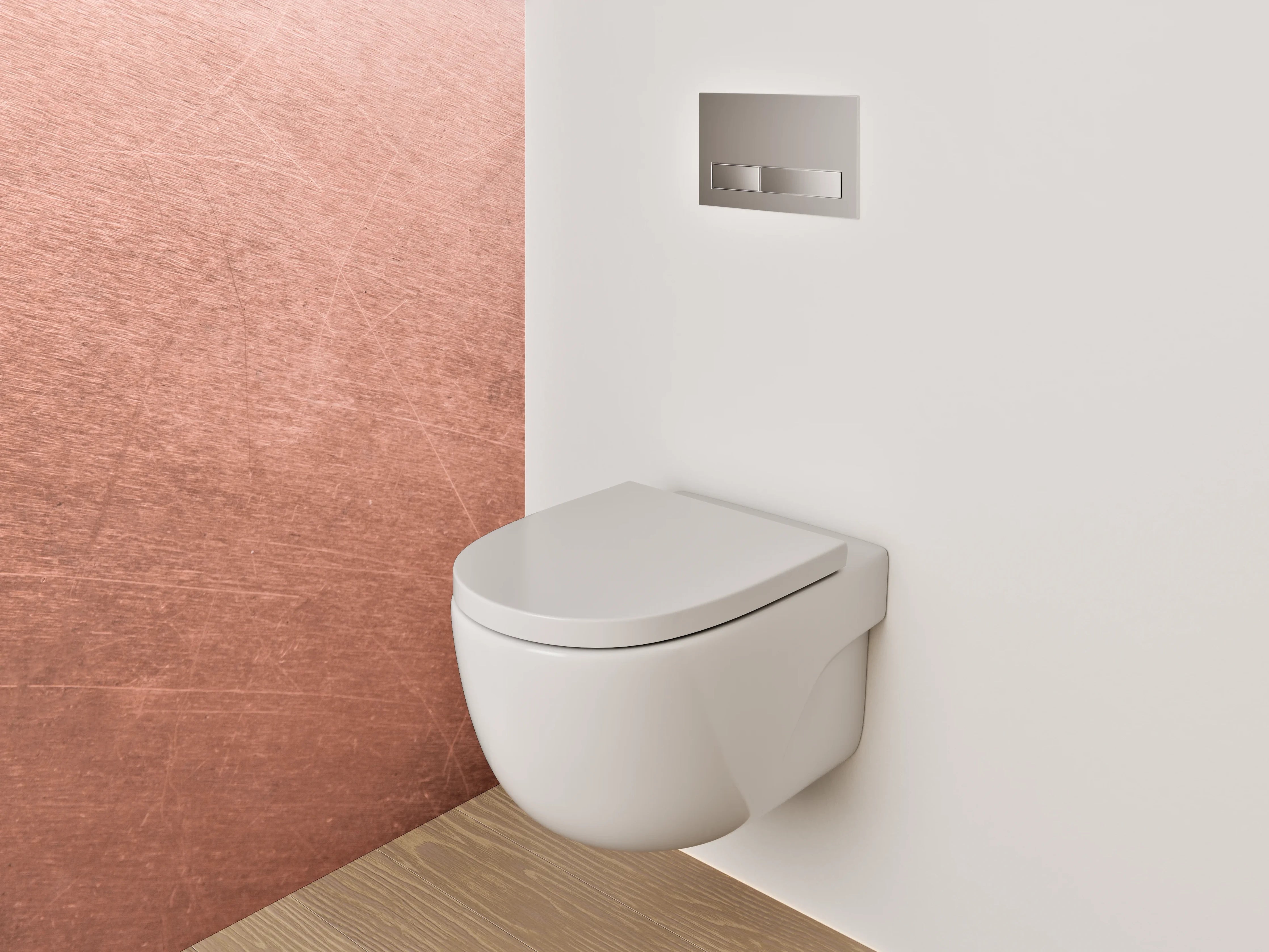 WC-Rückwand - Metallische Kupferstruktur mit Patina