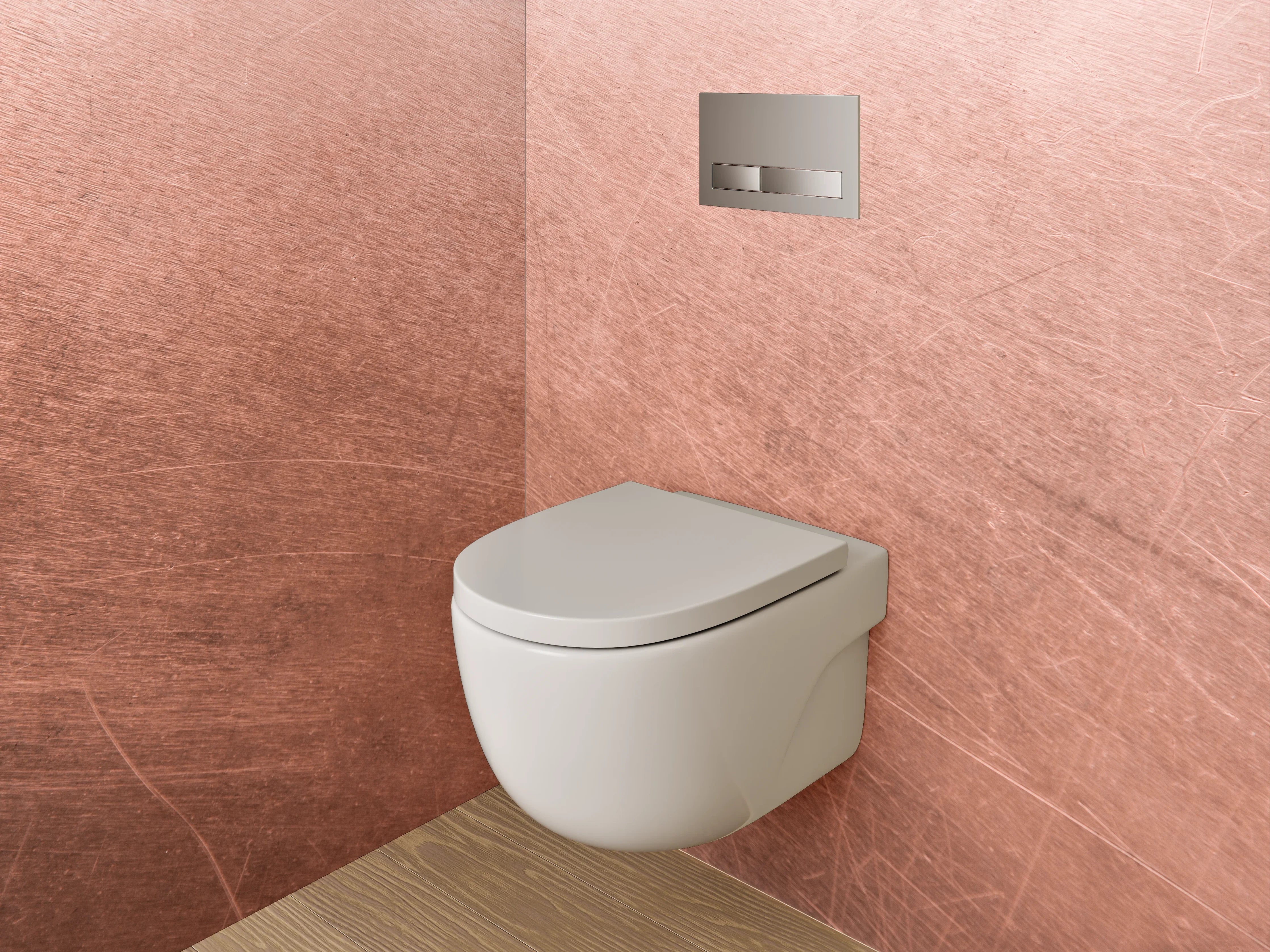 WC-Rückwand - Metallische Kupferstruktur mit Patina