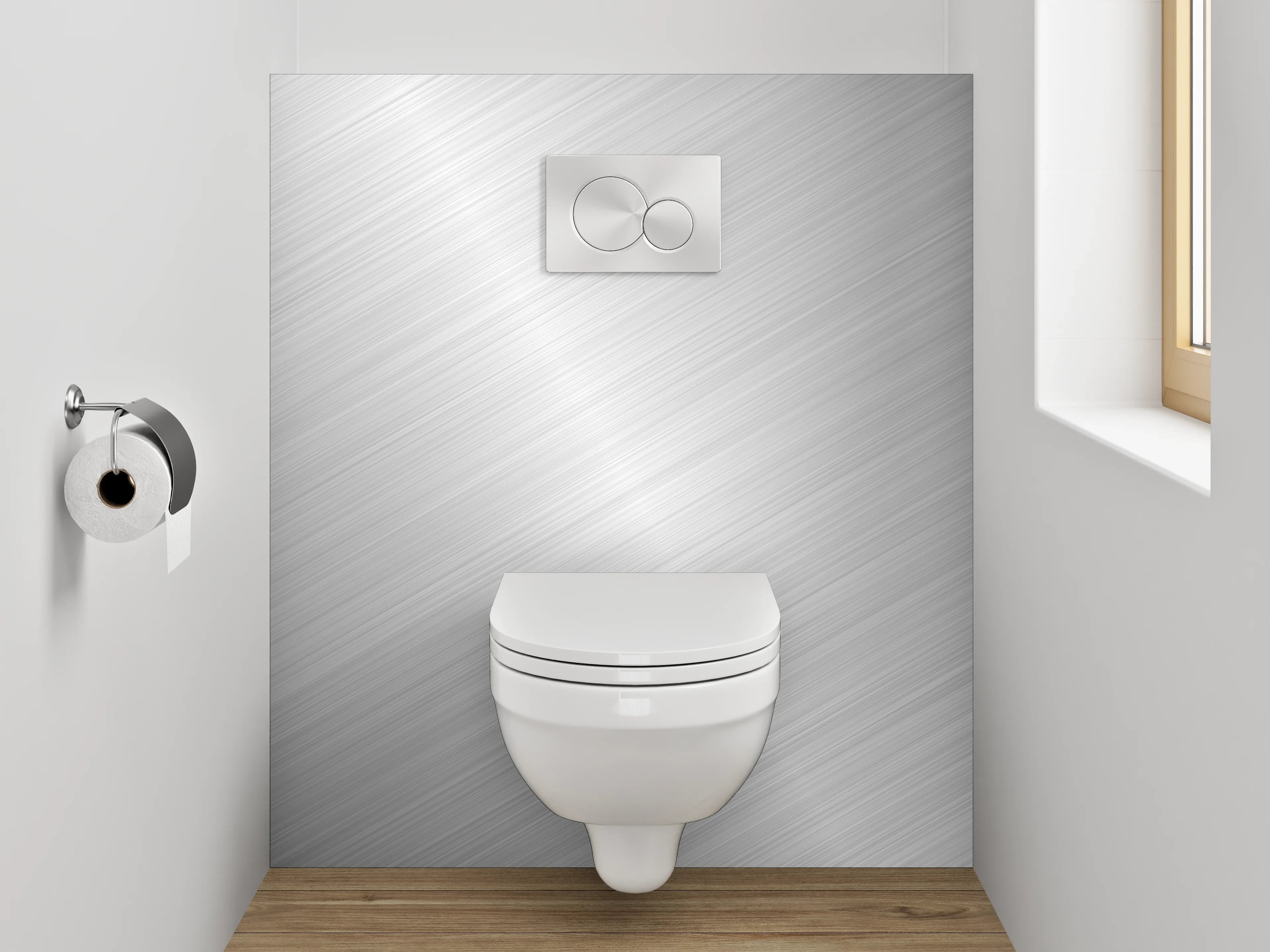 WC-Rückwand - Metallische Struktur Silber glänzend