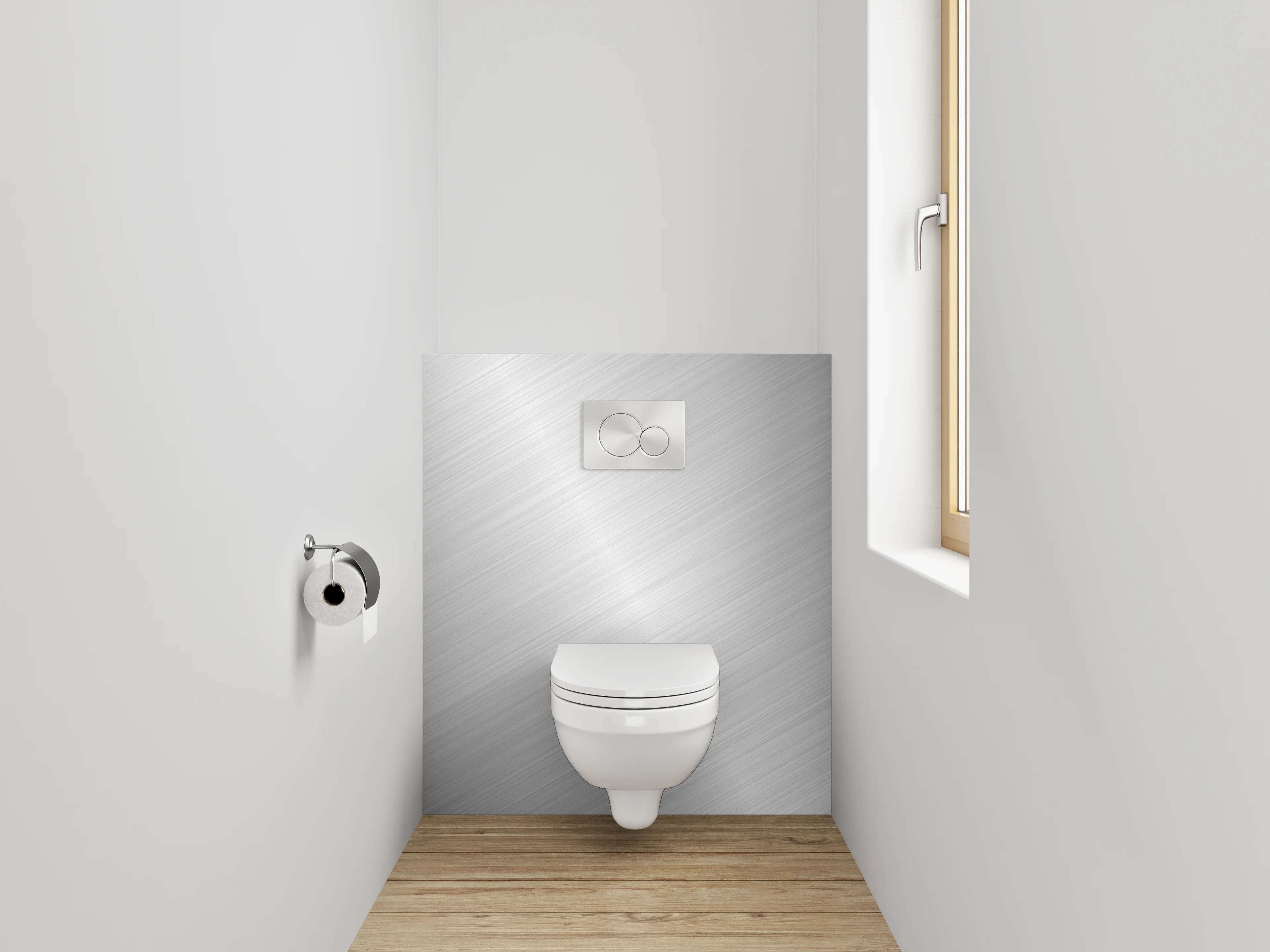 WC-Rückwand - Metallische Struktur Silber glänzend