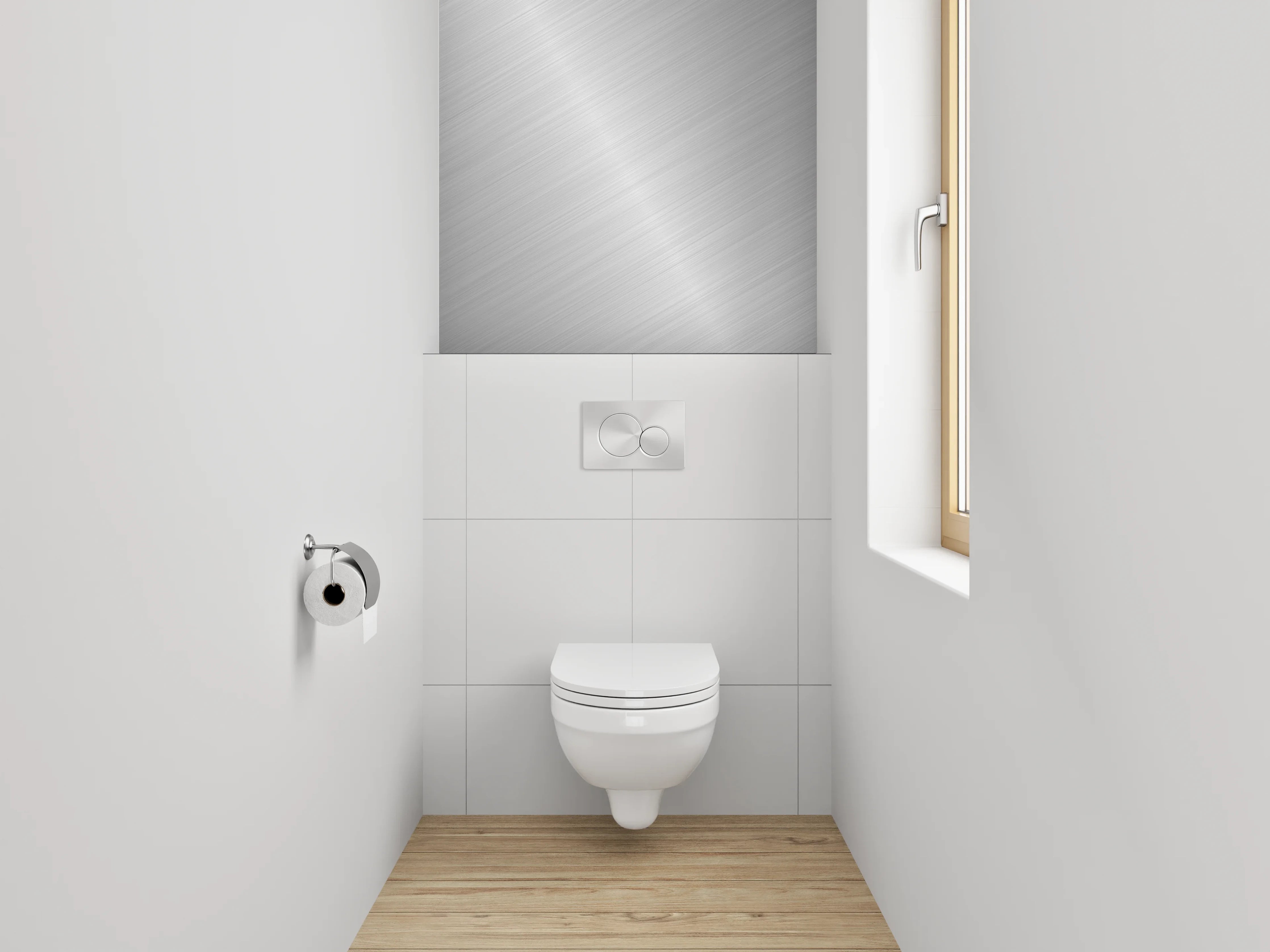 WC-Rückwand - Metallische Struktur Silber glänzend