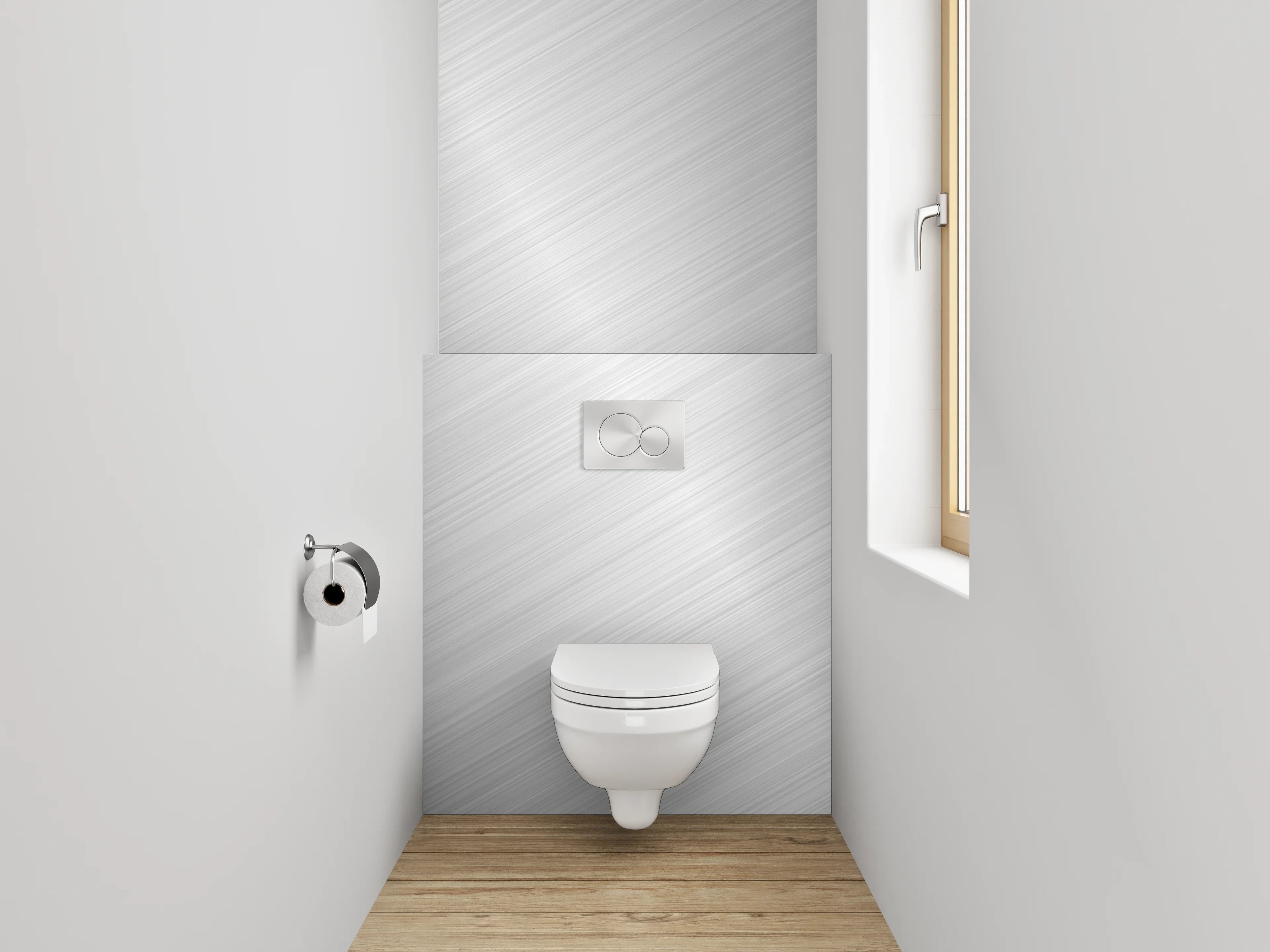 WC-Rückwand - Metallische Struktur Silber glänzend