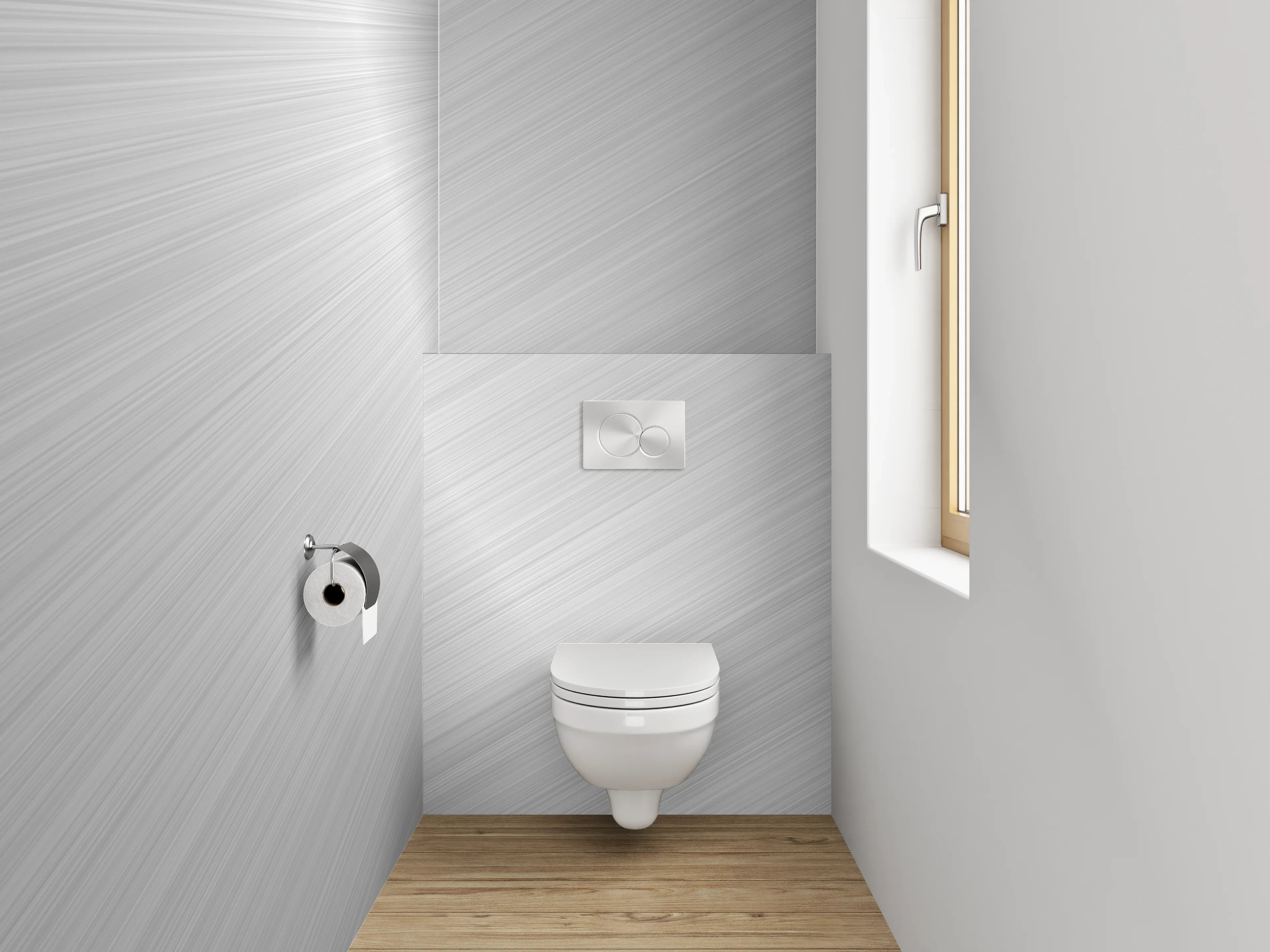 WC-Rückwand - Metallische Struktur Silber glänzend