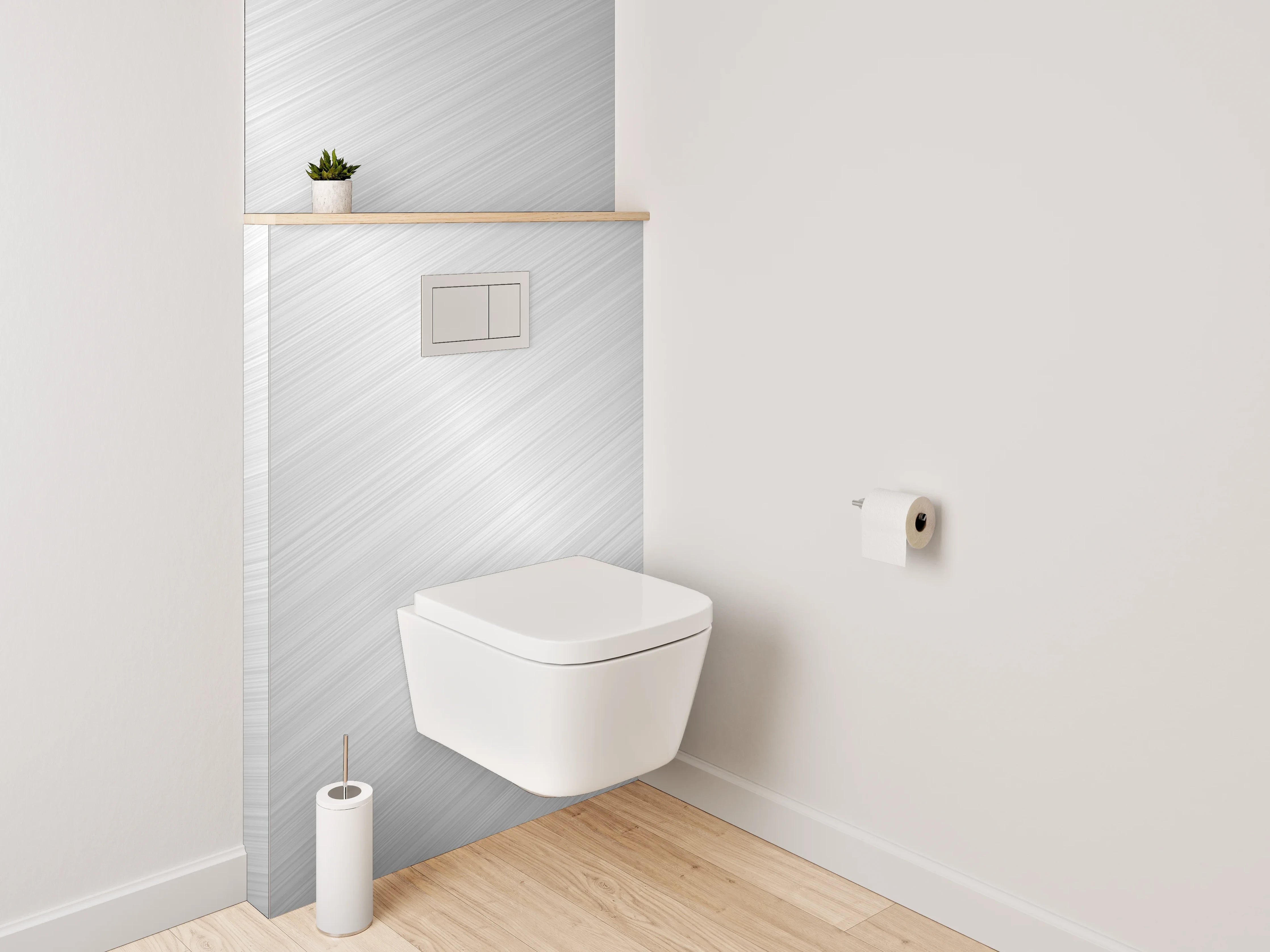 WC-Rückwand - Metallische Struktur Silber glänzend