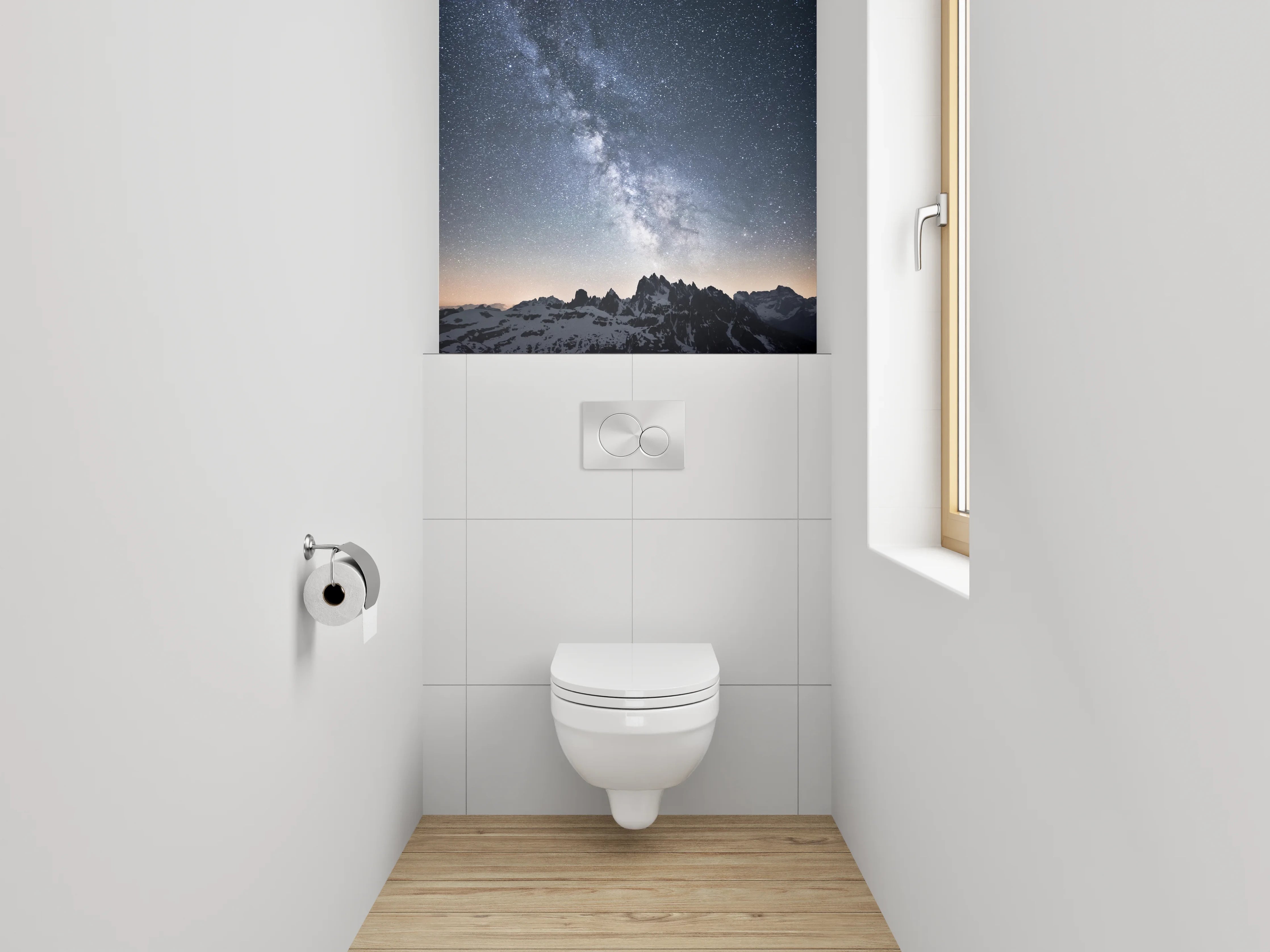WC-Rückwand - Milchstraße über Berggipfeln