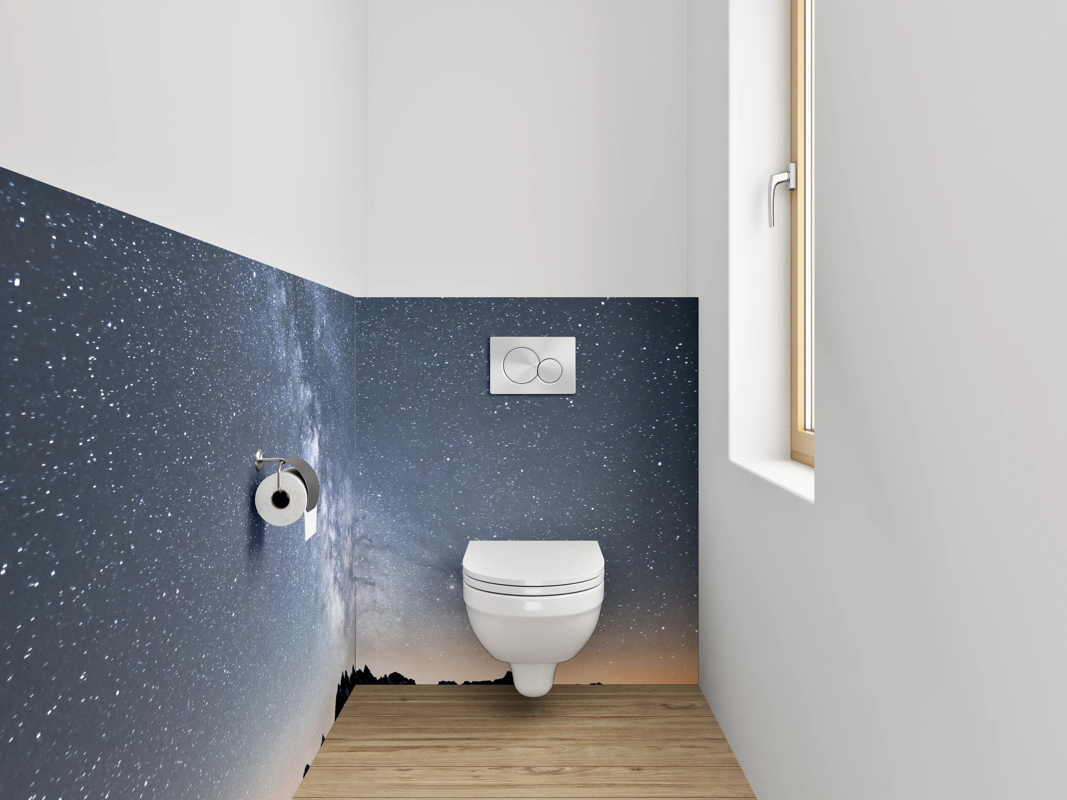 WC-Rückwand - Milchstraße über Berggipfeln
