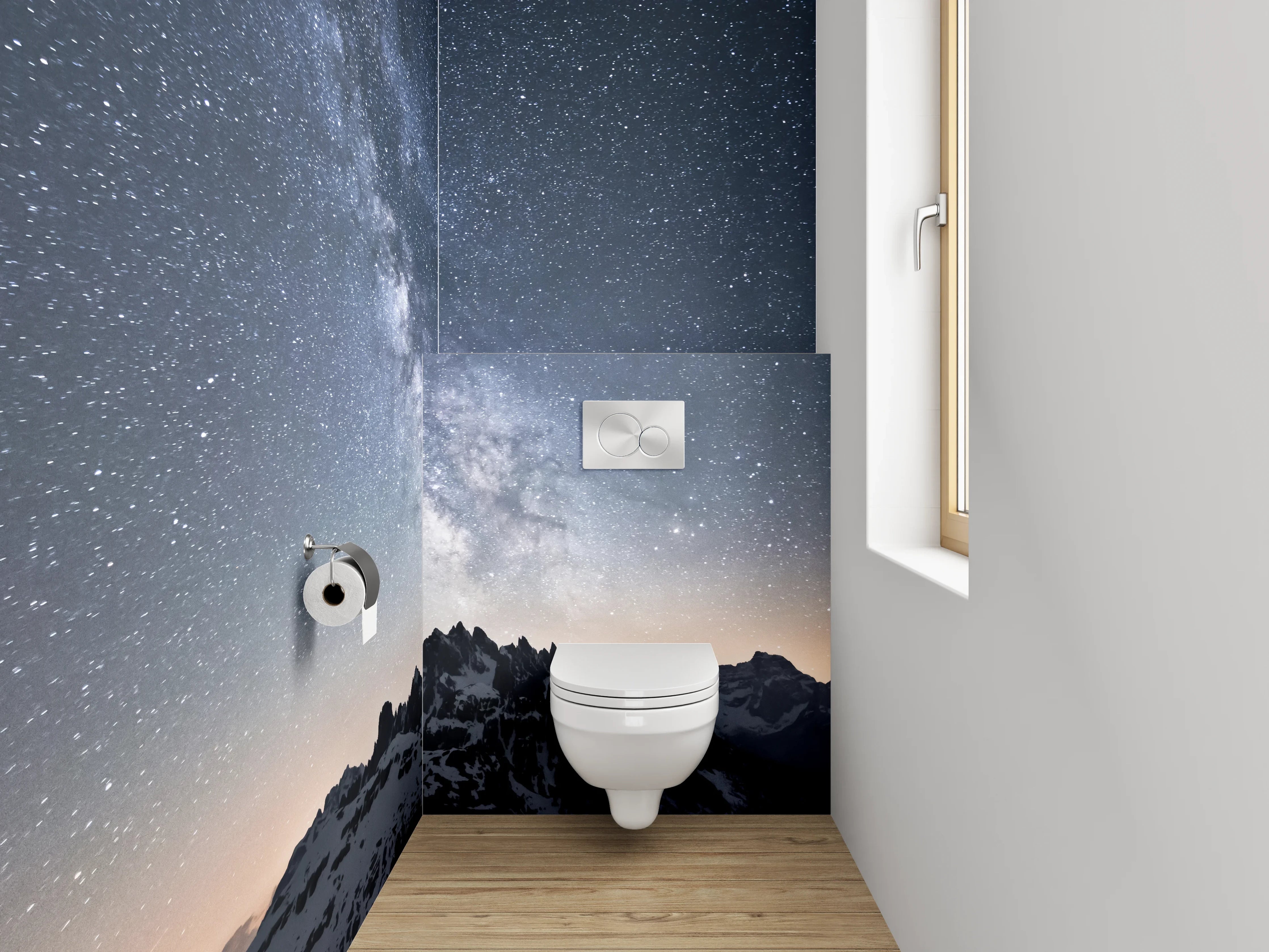 WC-Rückwand - Milchstraße über Berggipfeln