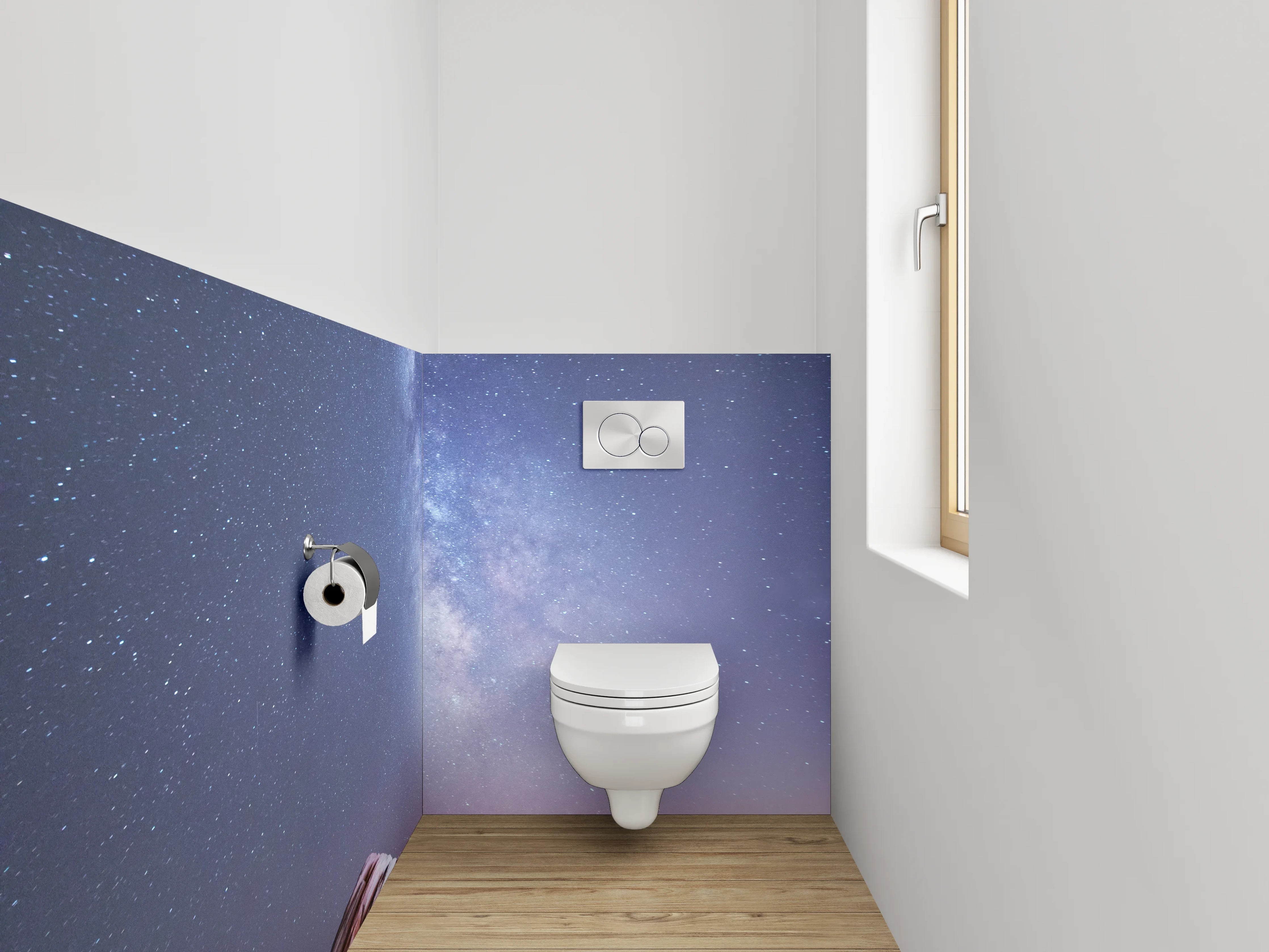 WC-Rückwand - Milchstraße über Sandsteinwellen