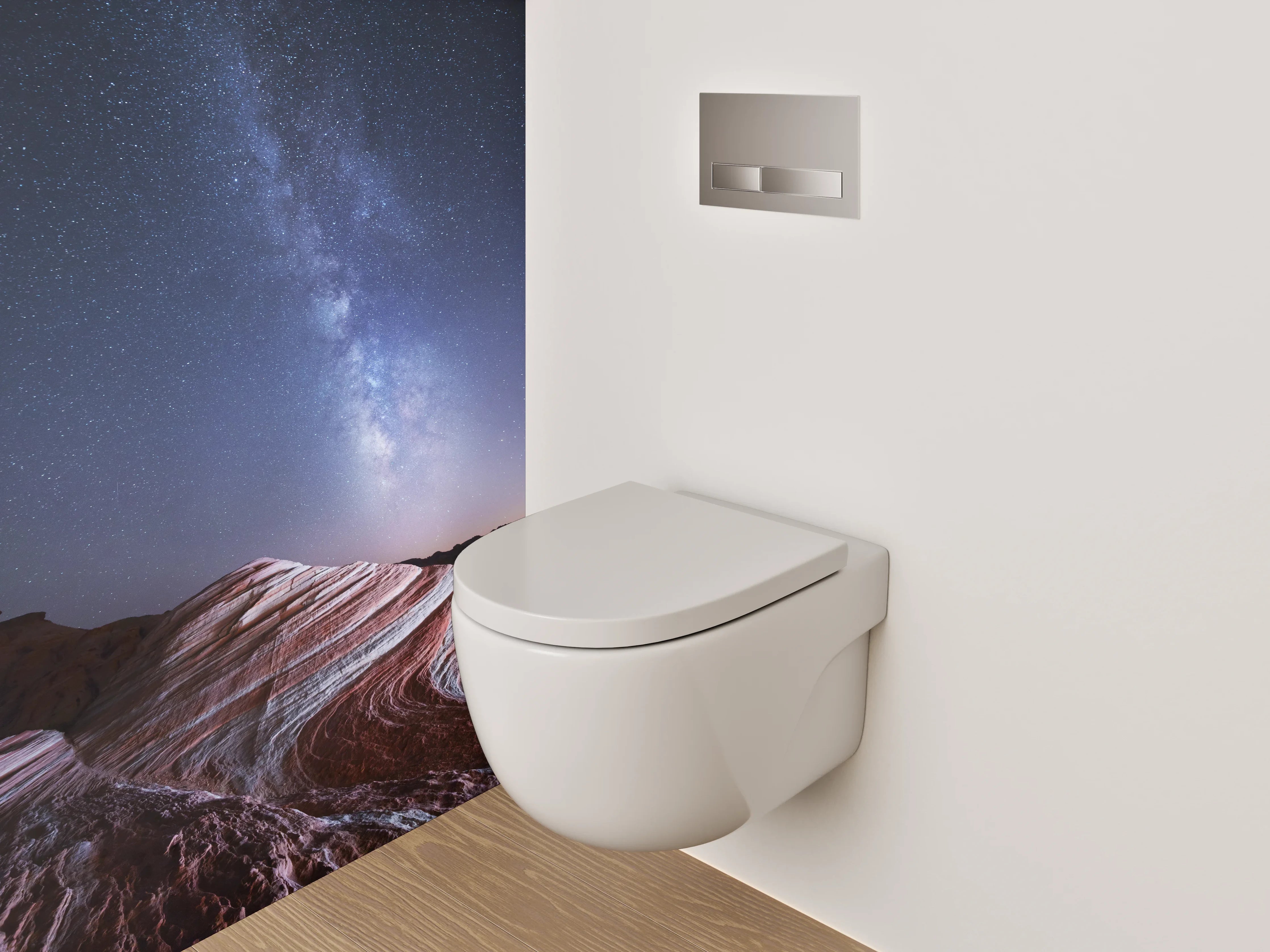 WC-Rückwand - Milchstraße über Sandsteinwellen