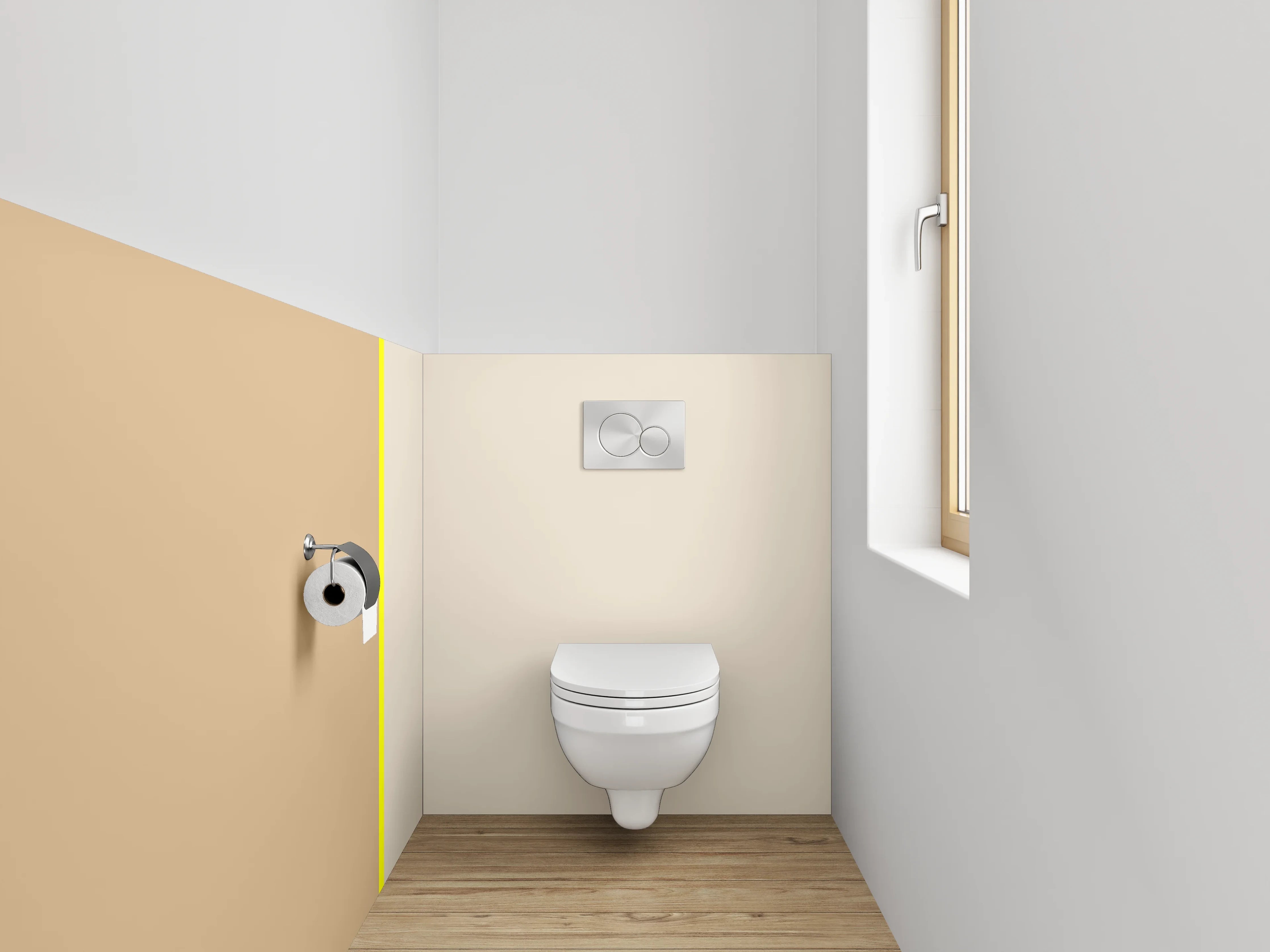 WC-Rückwand - Minimalistische Beige-Braun-Gelb Trennlinie