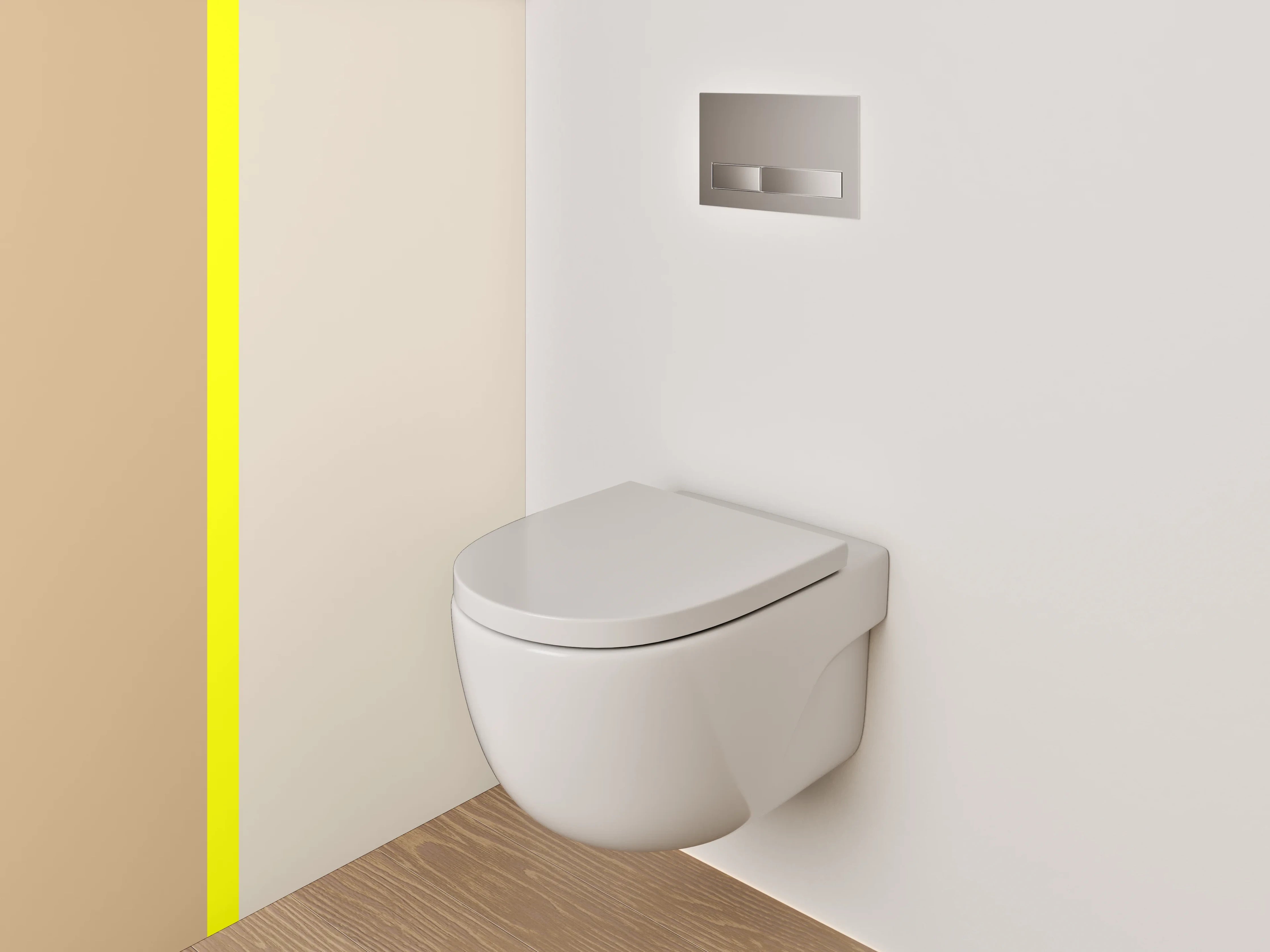 WC-Rückwand - Minimalistische Beige-Braun-Gelb Trennlinie