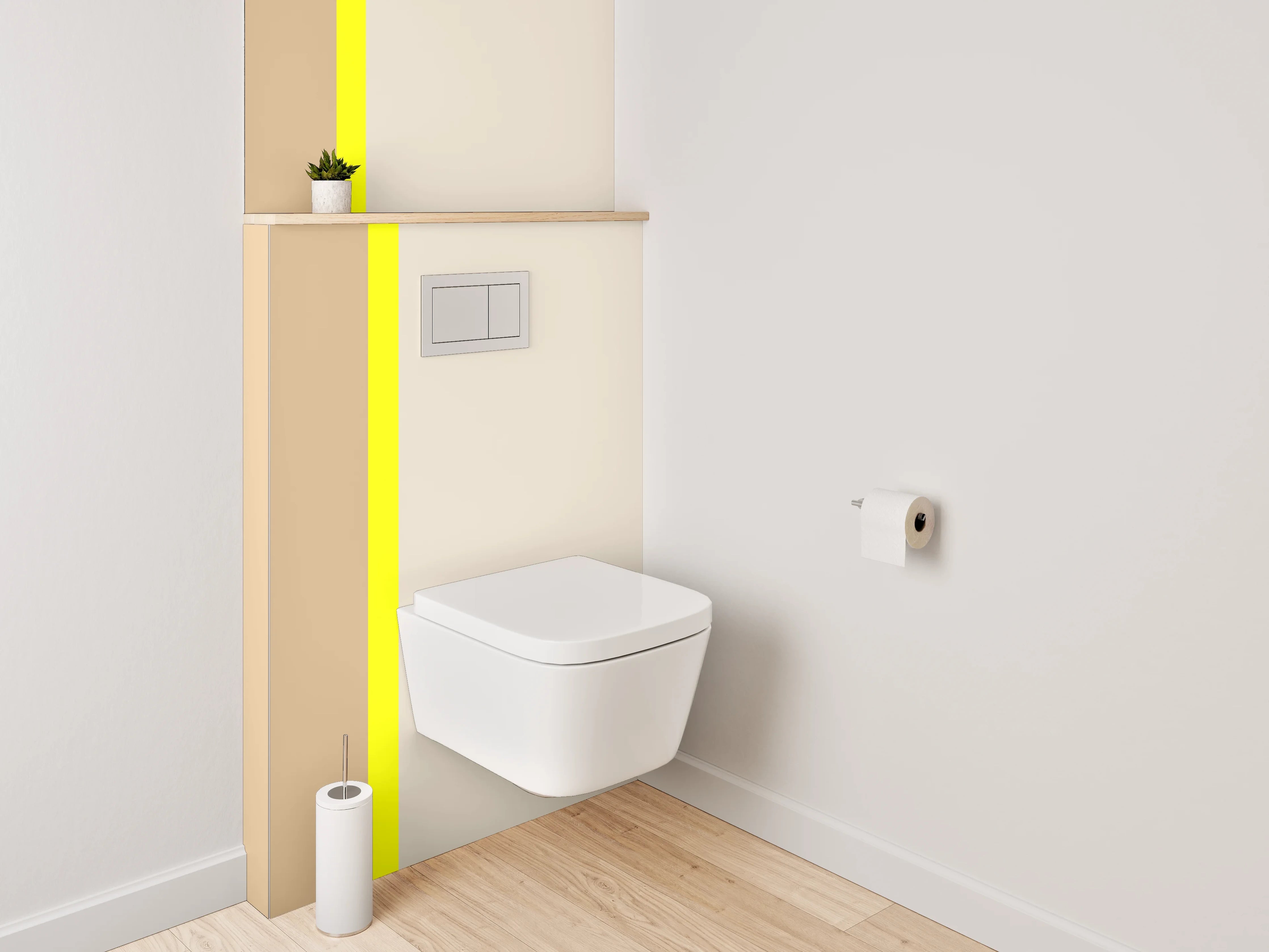 WC-Rückwand - Minimalistische Beige-Braun-Gelb Trennlinie